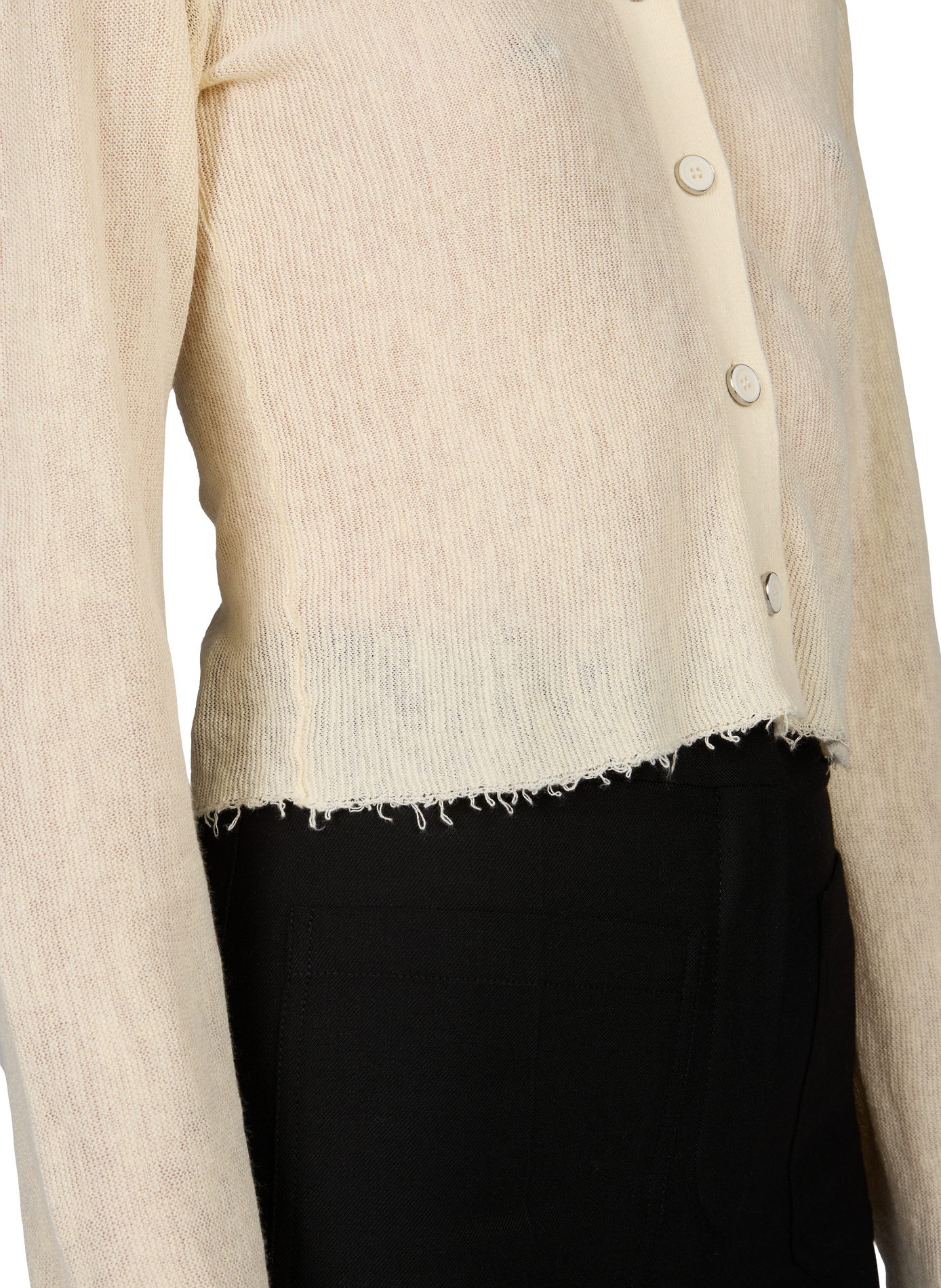 Top corto abotonado con cuello cubano en mezcla de lino. HELMUT LANG Beige