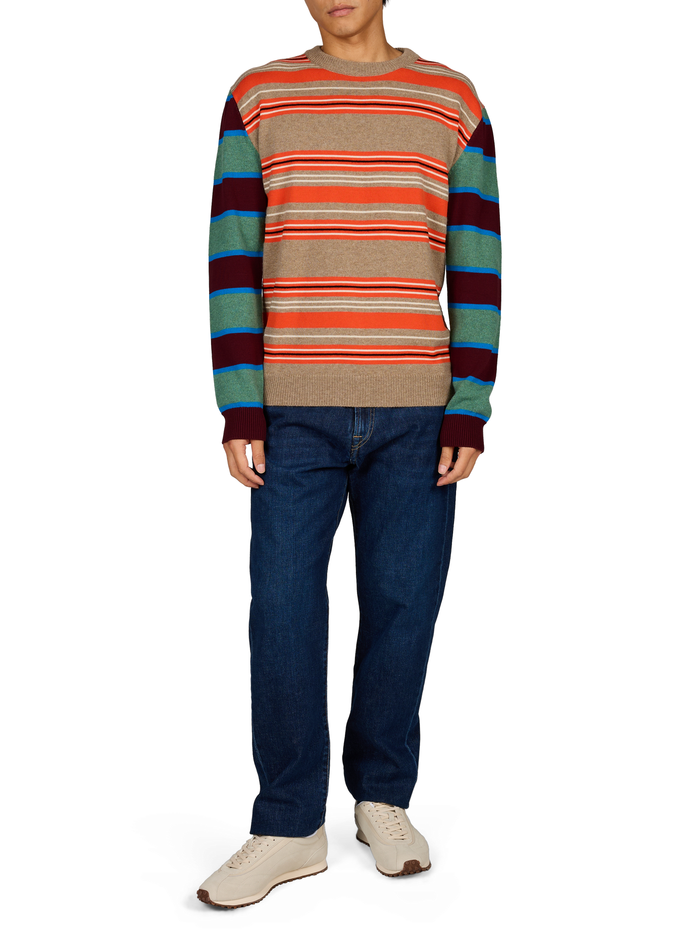 Striped round neck wool sweater. PAUL SMITH Brown