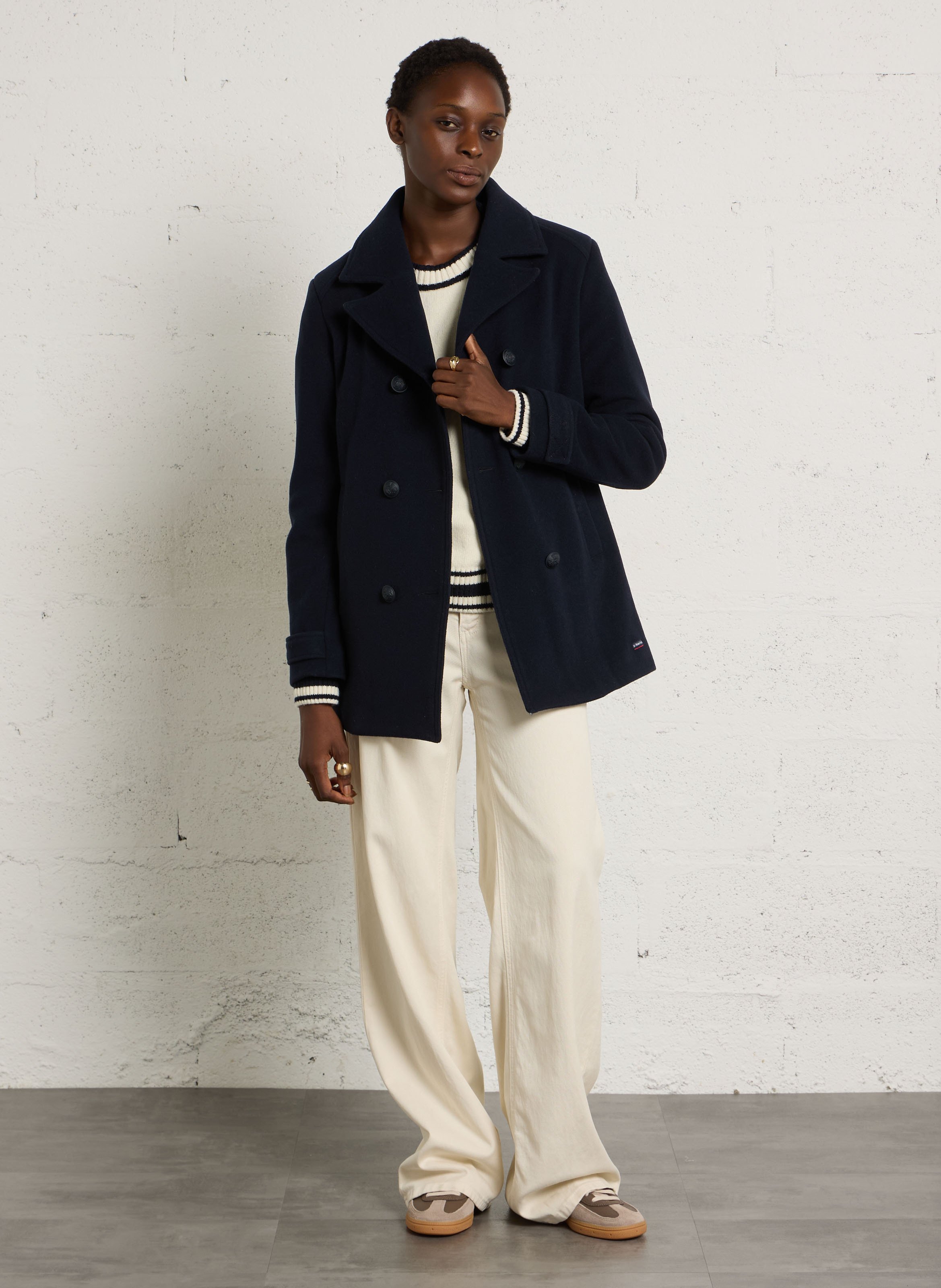 Manteau droit col tailleur en laine penfret ARMOR-LUX Bleu