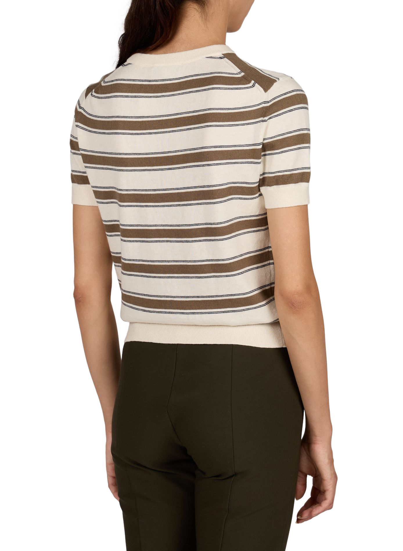 Round neck straight striped sweater in cotton and cashmere VINCE Multicolour