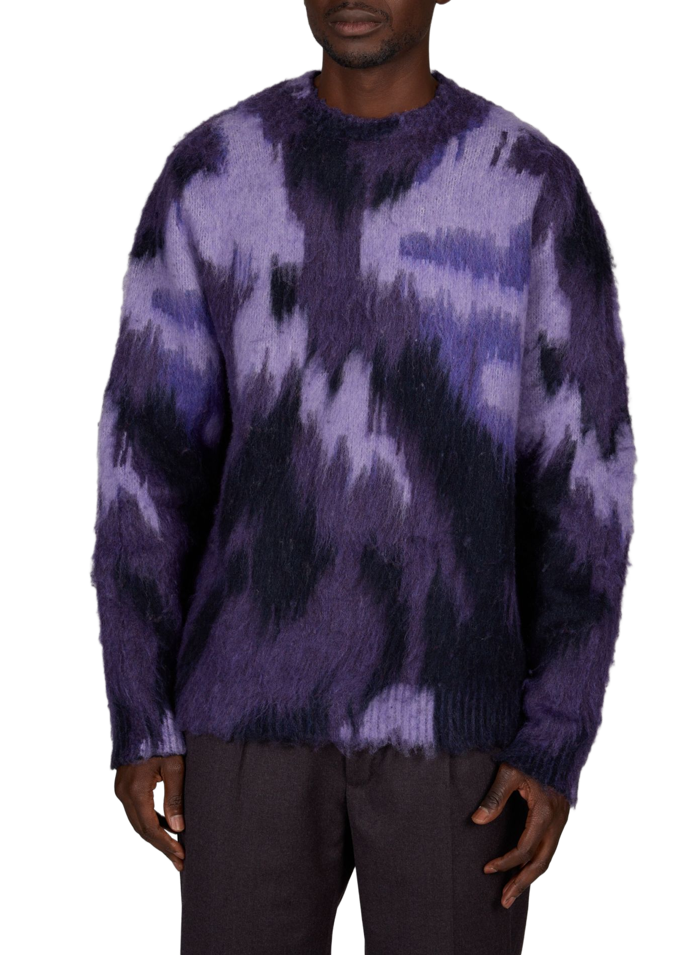 Gerade geschnittener flauschiger Pullover mit Muster LES DEUX Violett