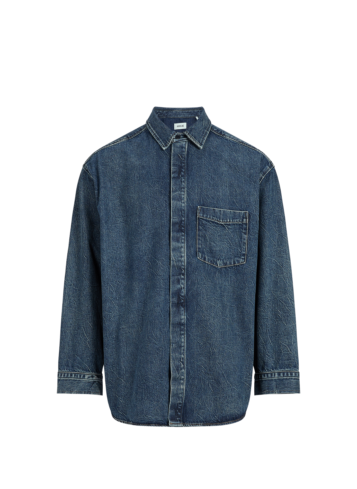 Loose-Fitting Button-Up Denim Shirt AGOLDE Blue