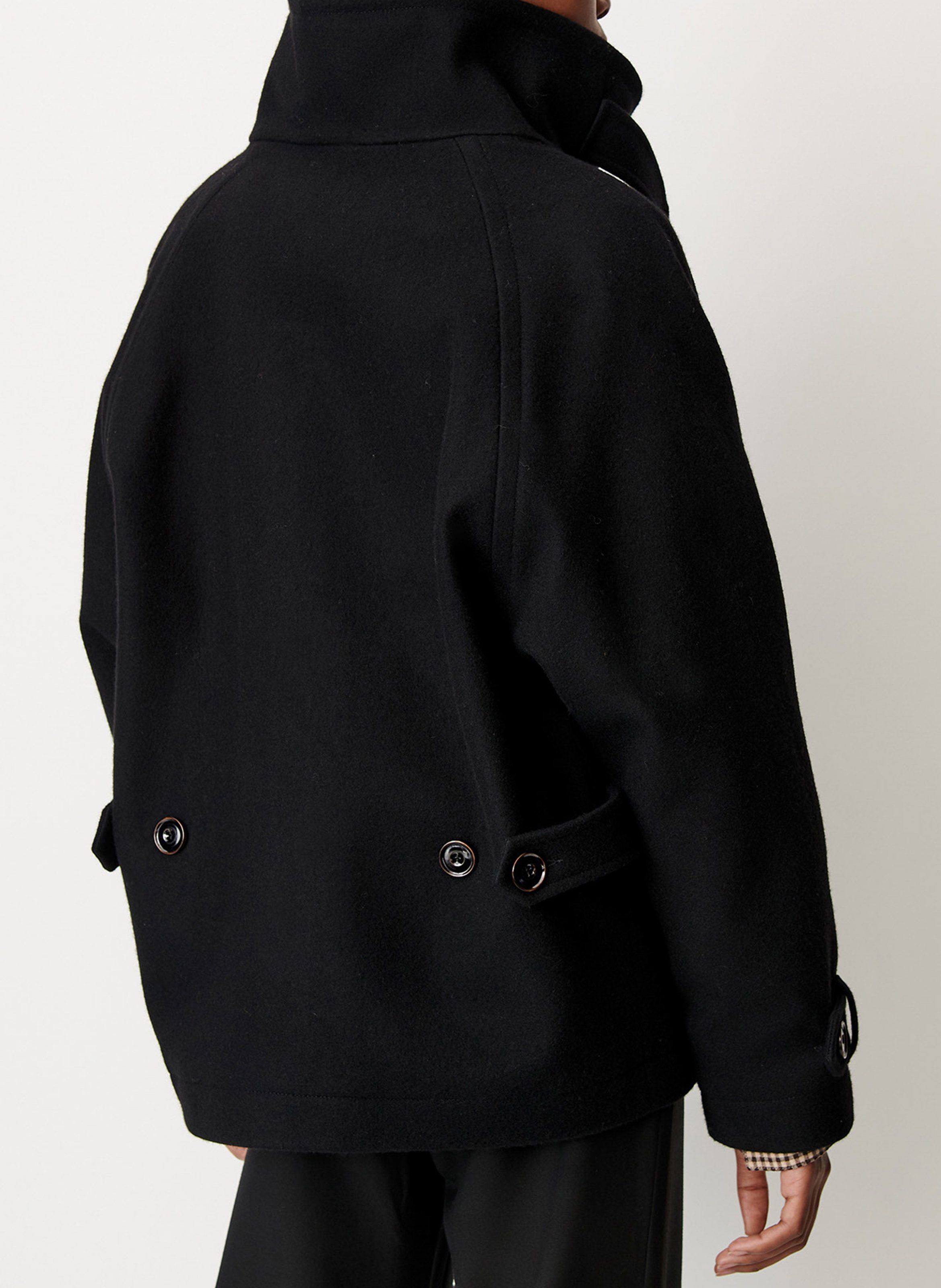 Manteau court col montant en laine mélangée lee wooly SESSUN Noir