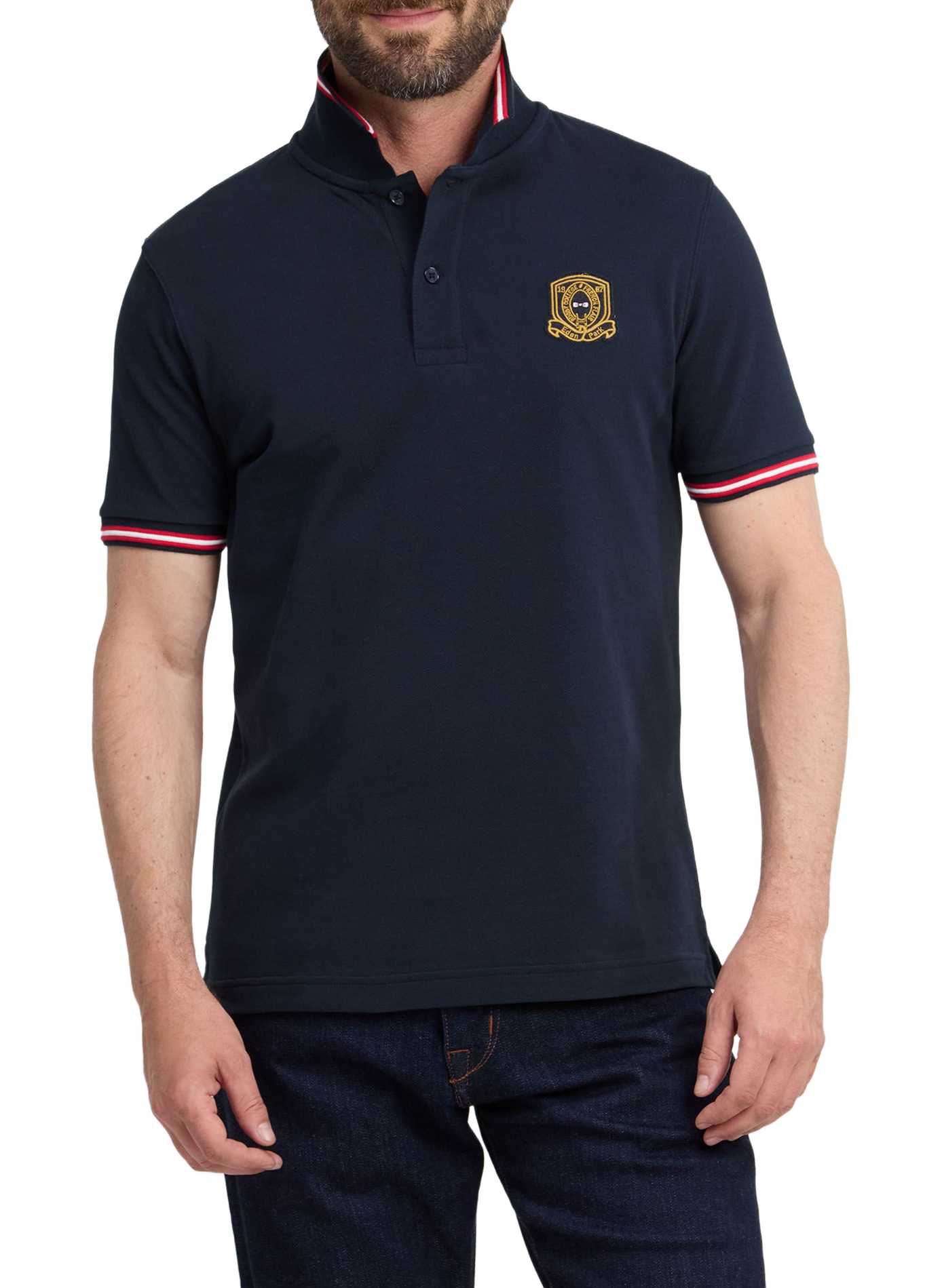 Polo droit à logo brodé en coton EDEN PARK Blue