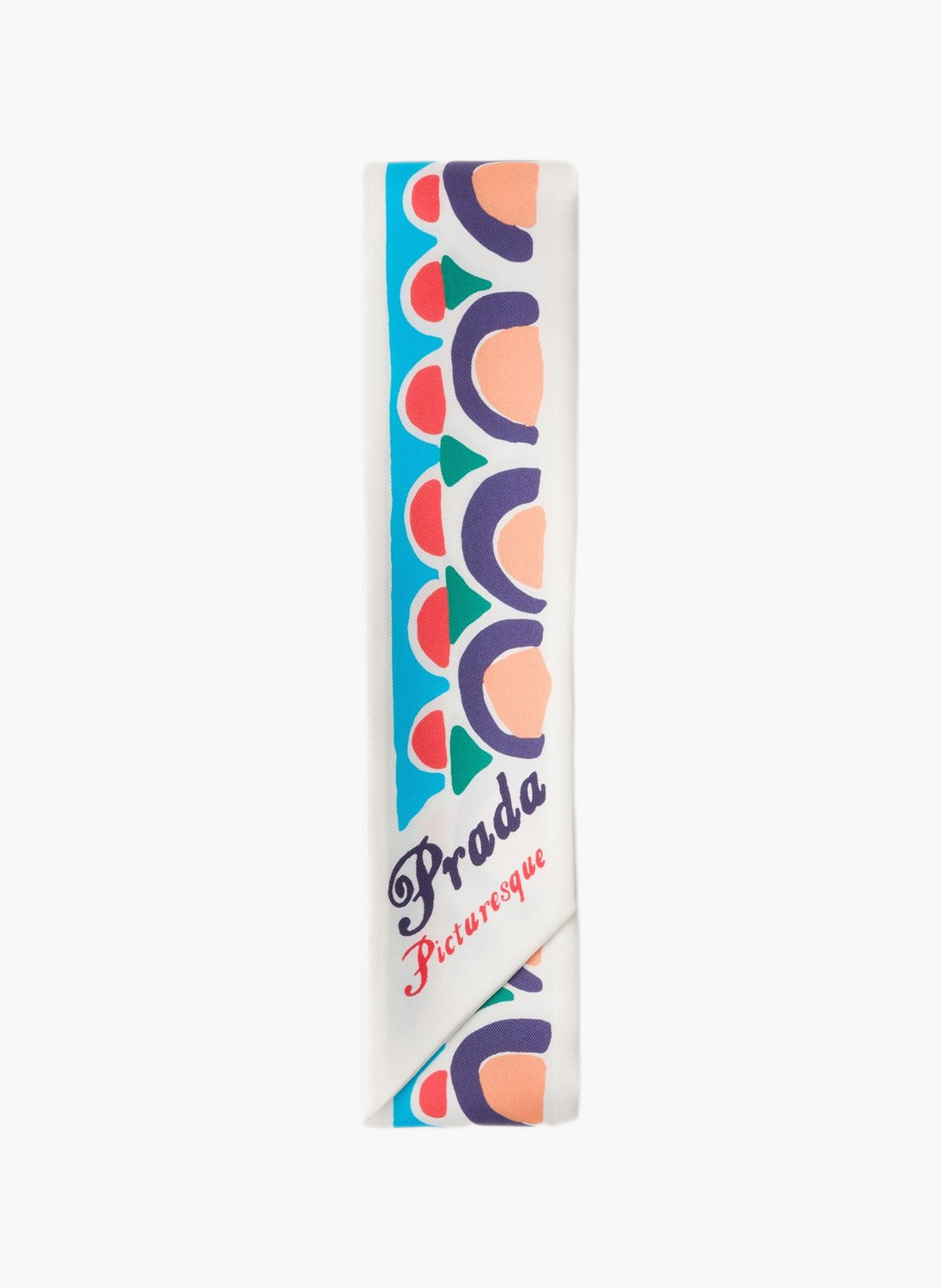 Foulard fin en sergé de soie imprimé PRADA Bleu