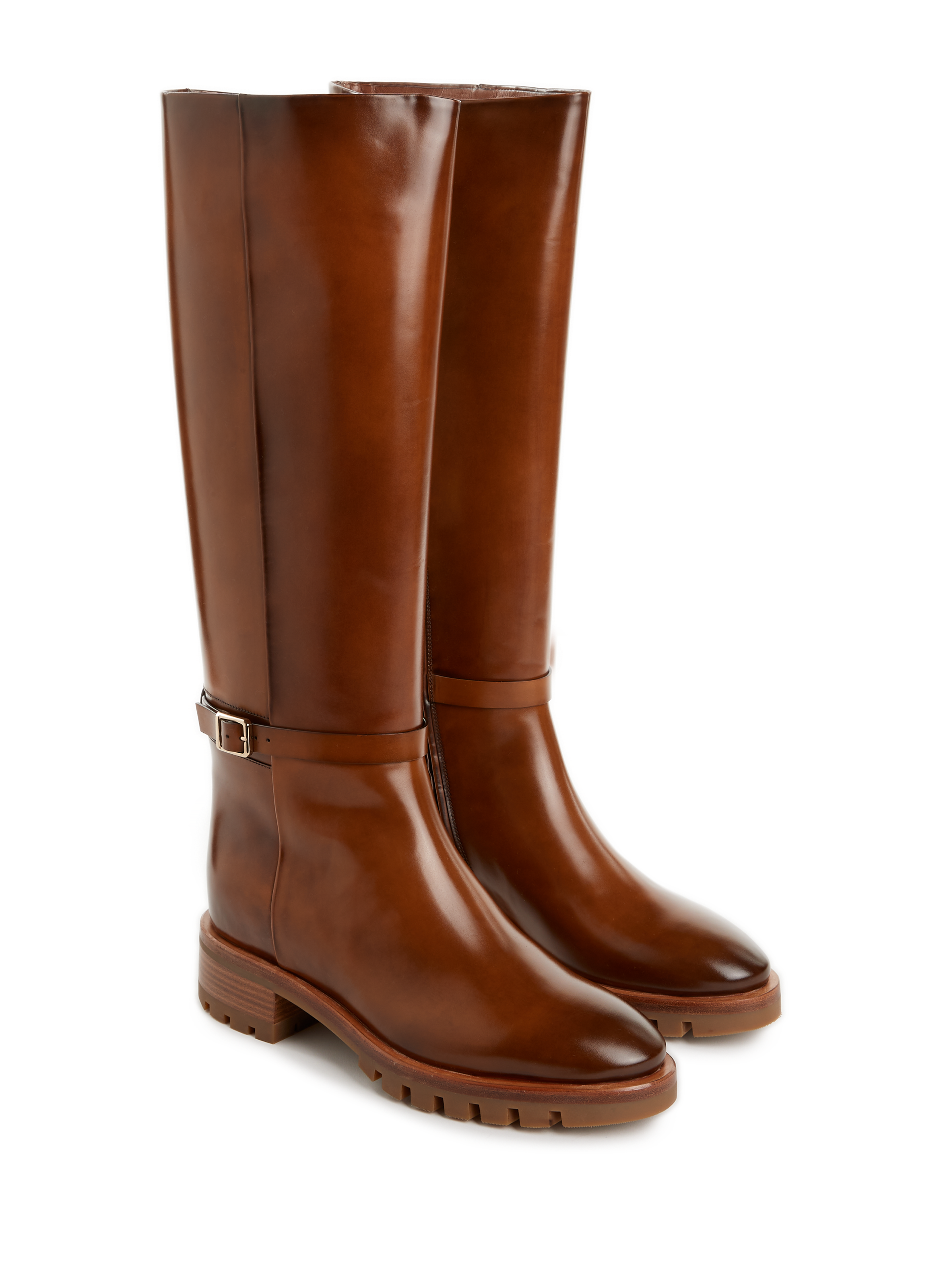 Bottes en cuir patiné