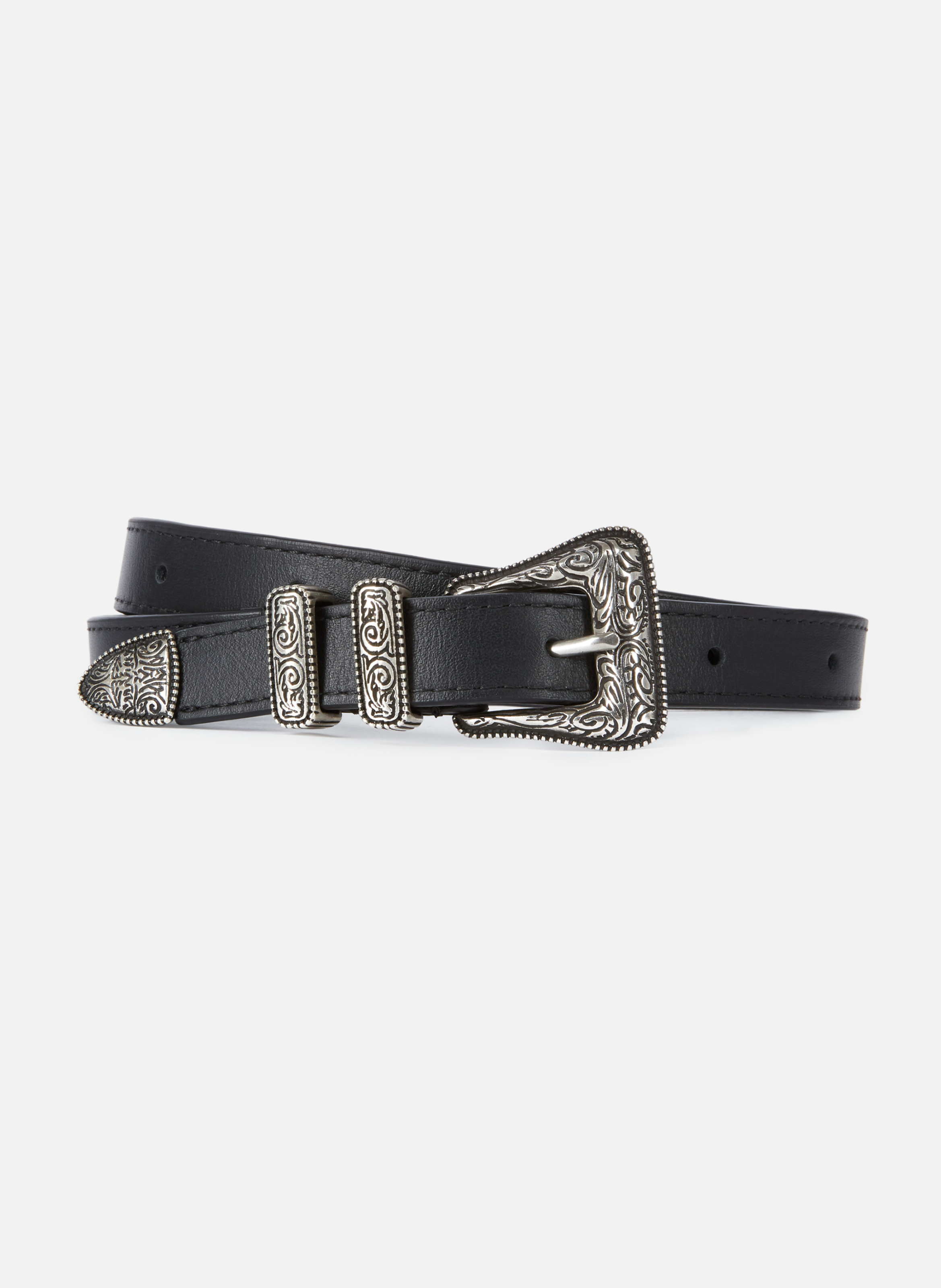 Ceinture fine en cuir unisexe NoirTHE KOOPLES