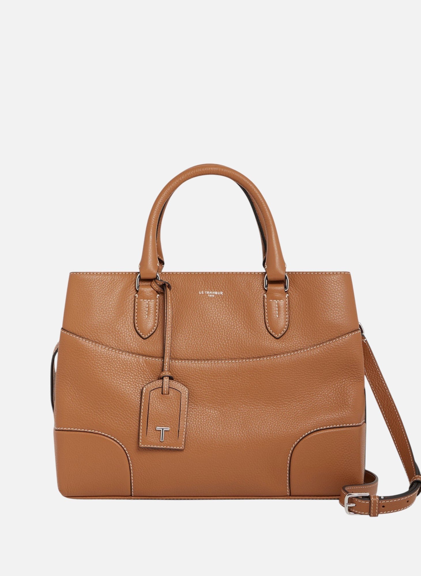 Grand sac à main romy en cuir grainé LE TANNEUR Marron