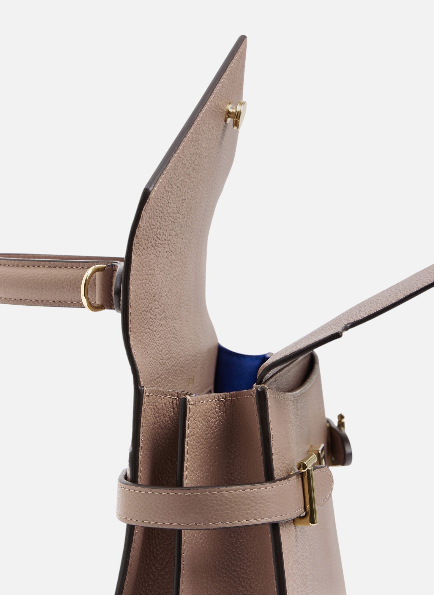 Sac à main double rabat moyen modèle emilie en cuir grainé LE TANNEUR Gris