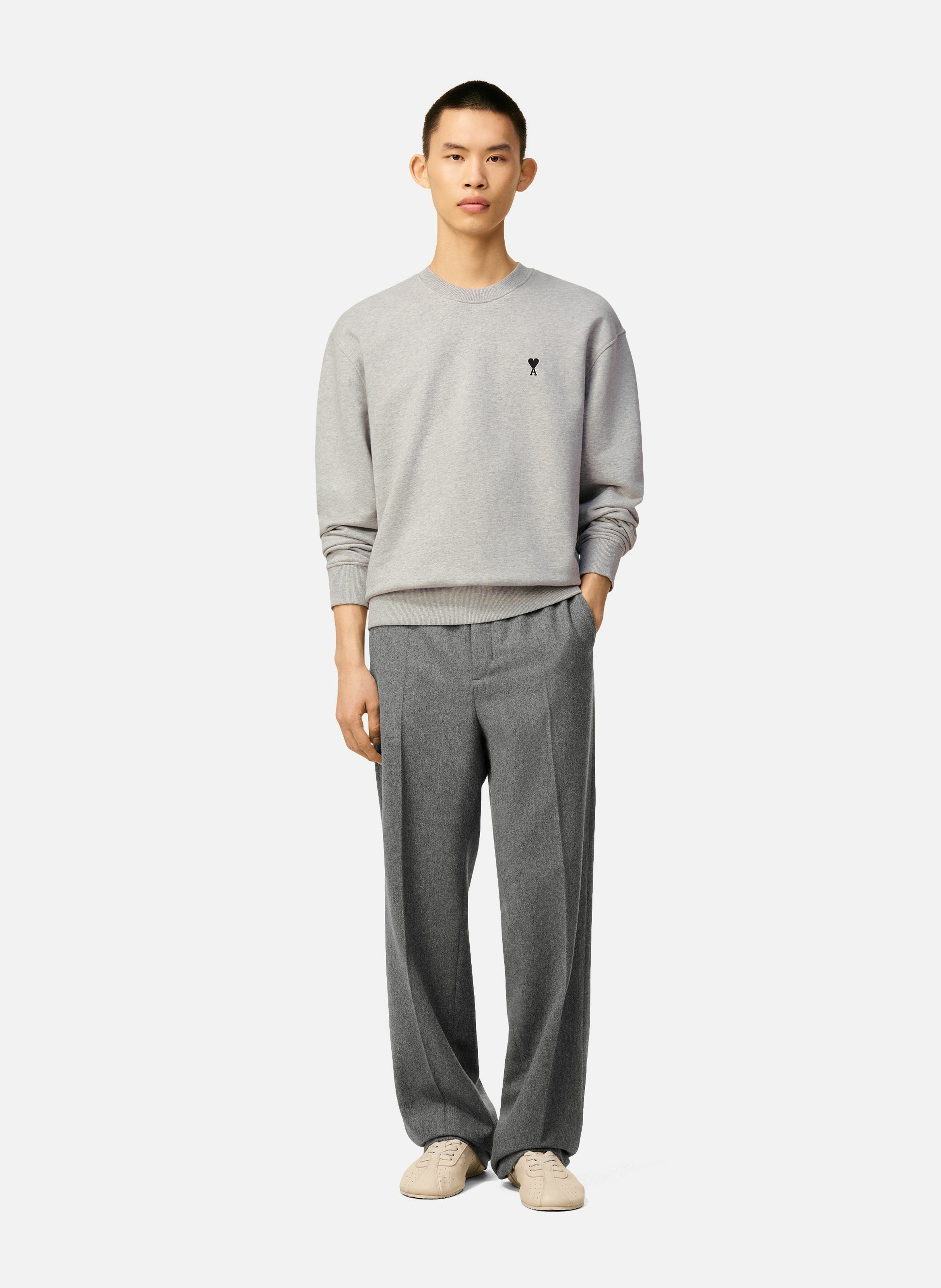 Sweatshirt ami de coeur en coton AMI PARIS Gris