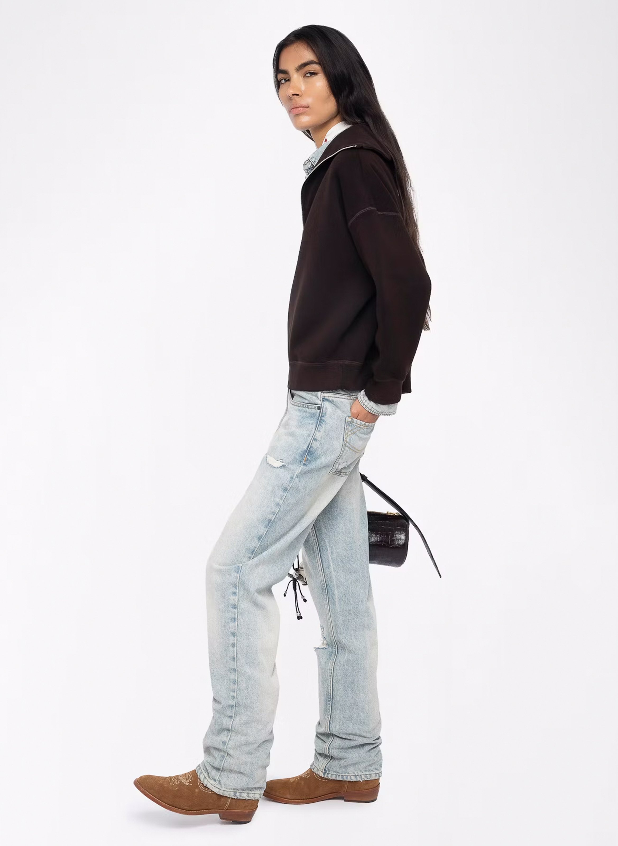 Sweat droit col montant en coton mélangé maya ZADIG&VOLTAIRE Marron