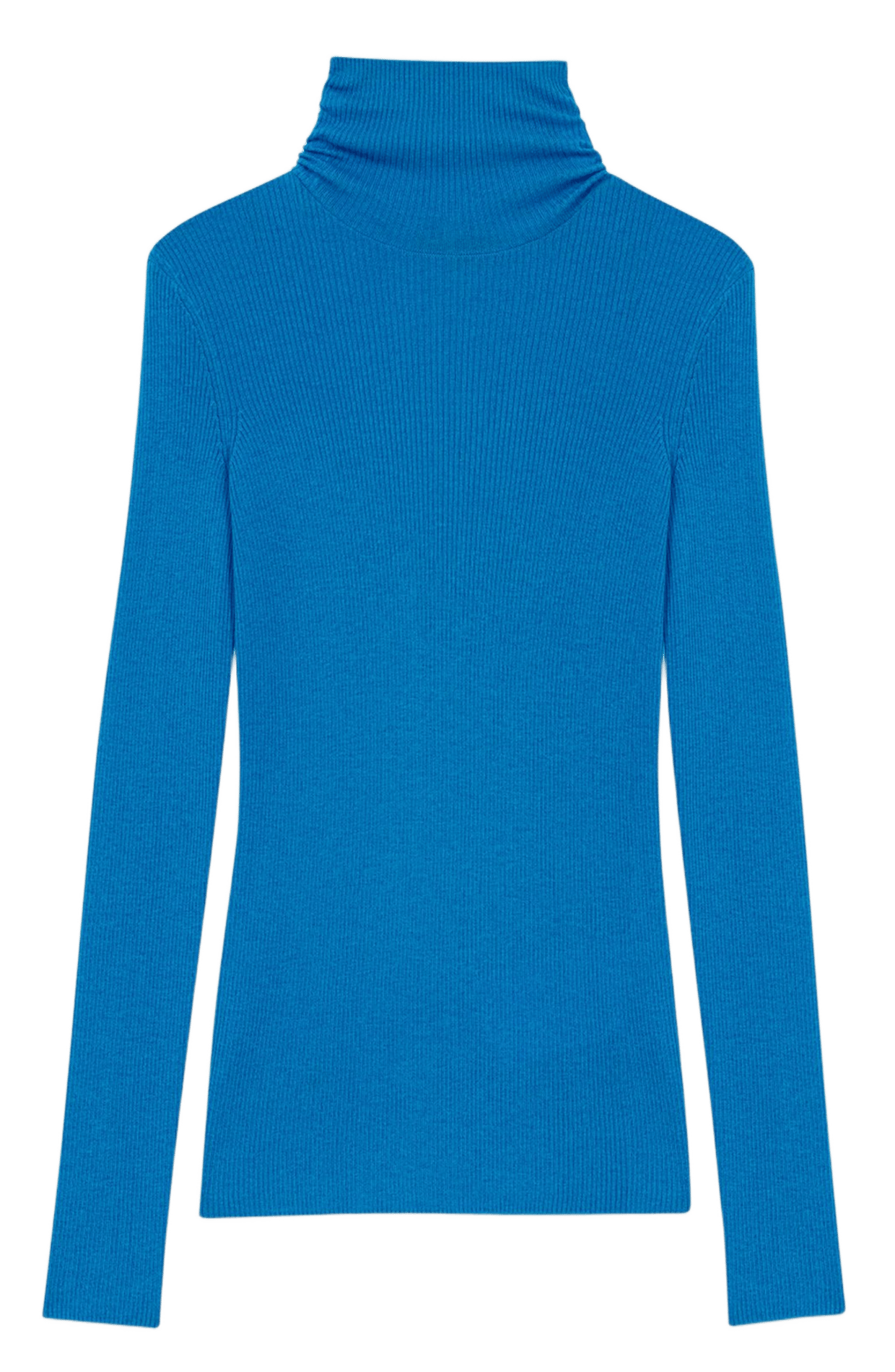 Pull col montant en laine mélangée Bleu