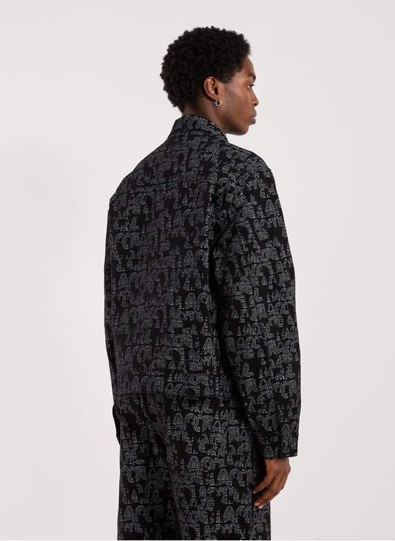 Blouson imprimé col classique en coton | Noir by ARTE ANTWERP Blouson imprimé col classique en coton Noir