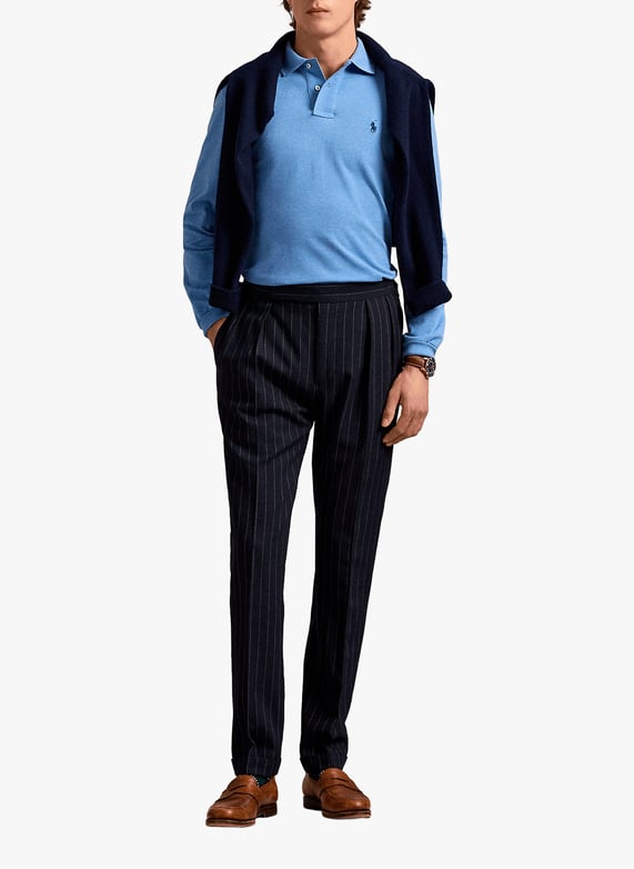 Long-sleeved cotton polo shirt | Blue by POLO RALPH LAUREN Long-sleeved cotton polo shirt Blue