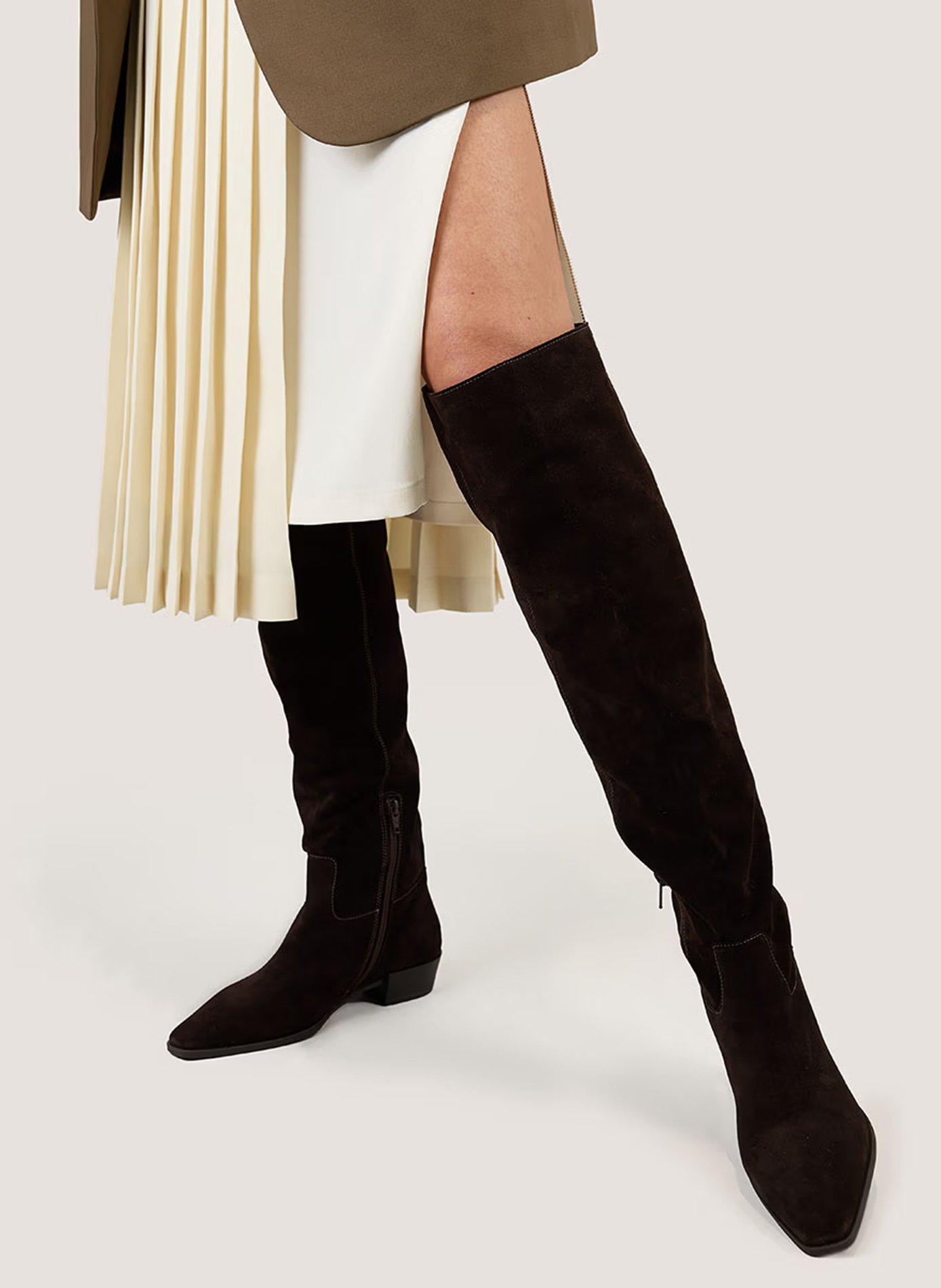 Bottes en cuir velours papillon Marron