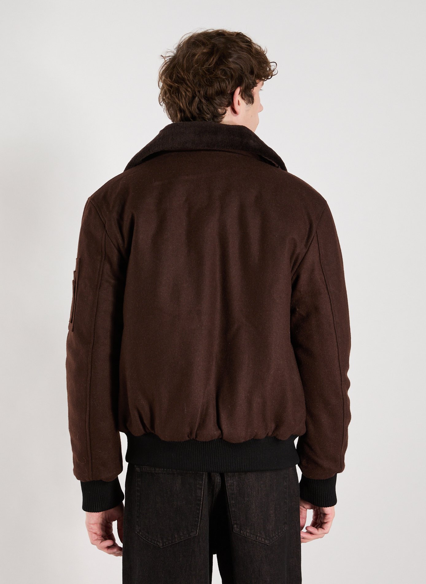 Oversized coat with contrast collar in blended wool BOMBERS ORIGINAL Brown