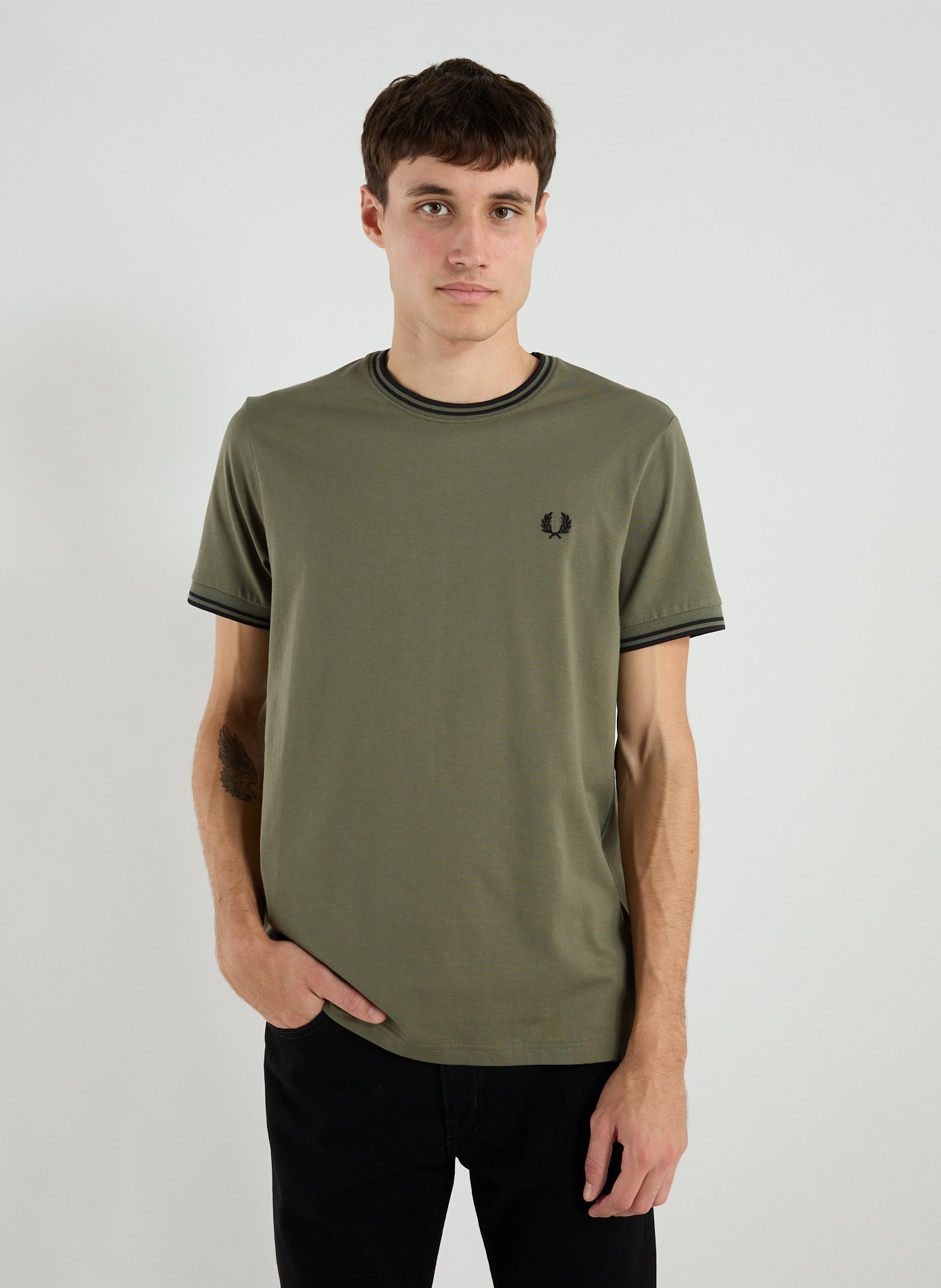 FRED PERRY T-shirt brodé en coton Vert