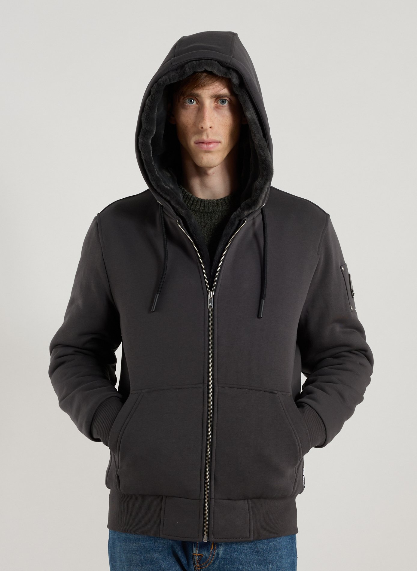 MOOSE KNUCKLES Hoodie à glissière Gris