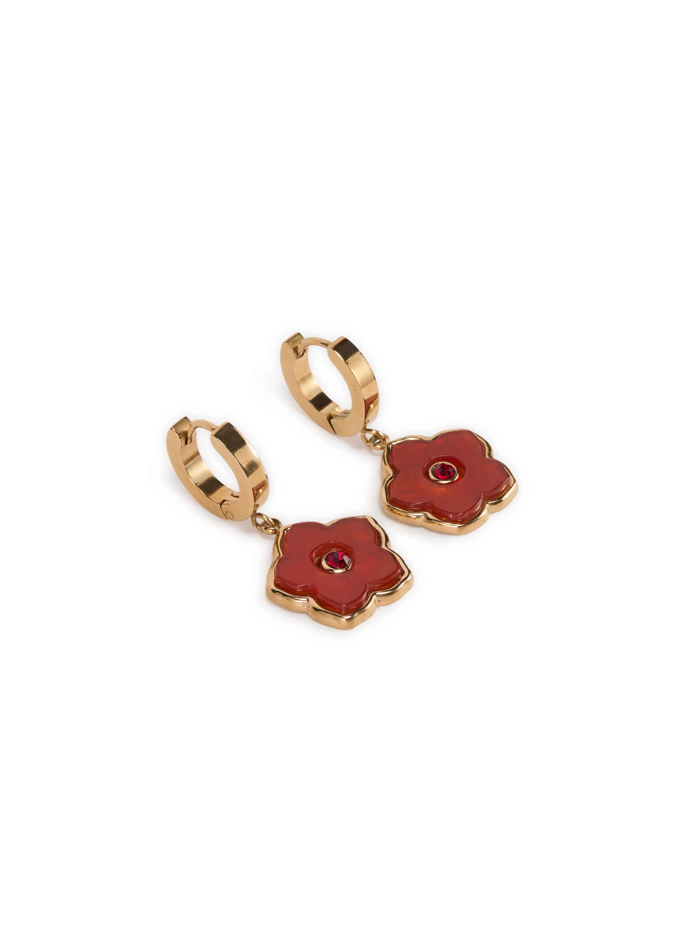 Boucles d&#039;oreille Pendentif fleur AU PRINTEMPS PARIS Rouge