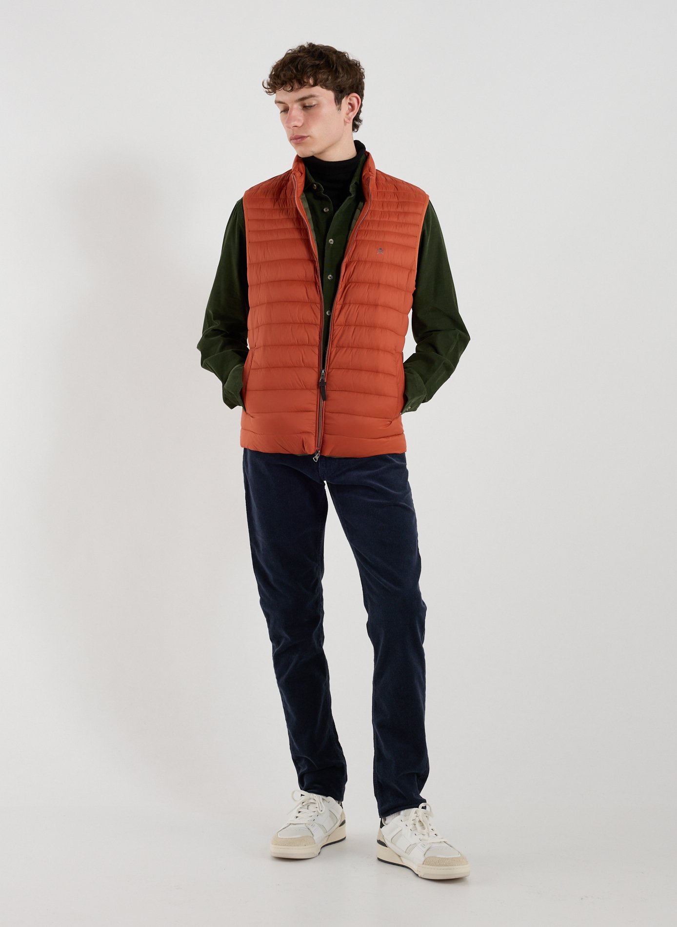 Quilted sleeveless lightweight puffer jacket HACKETT Beige