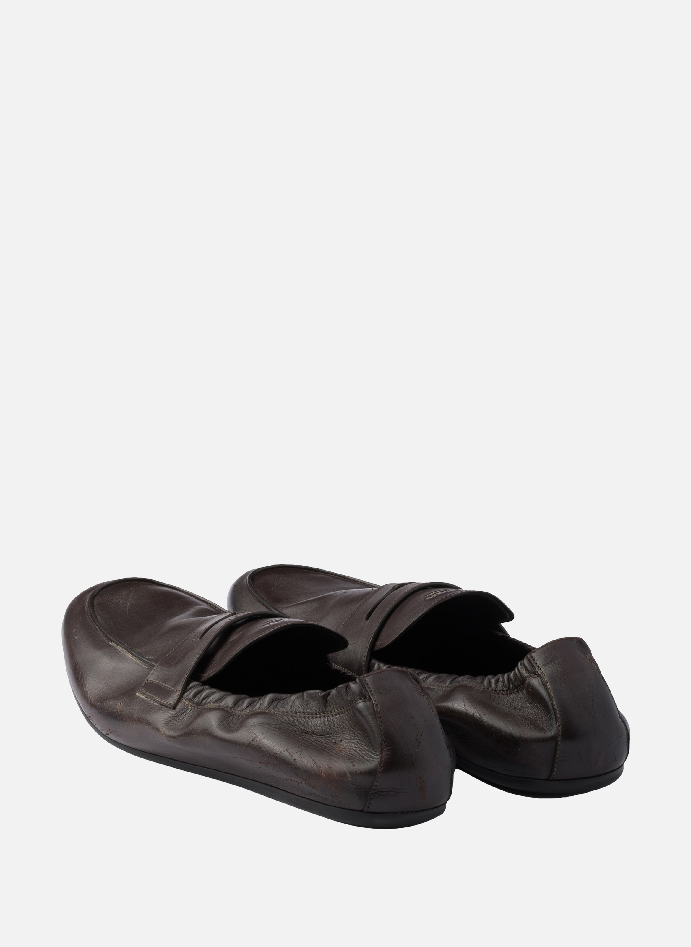 Mocassins en cuir effet vieilli shuffle PRADA Marron