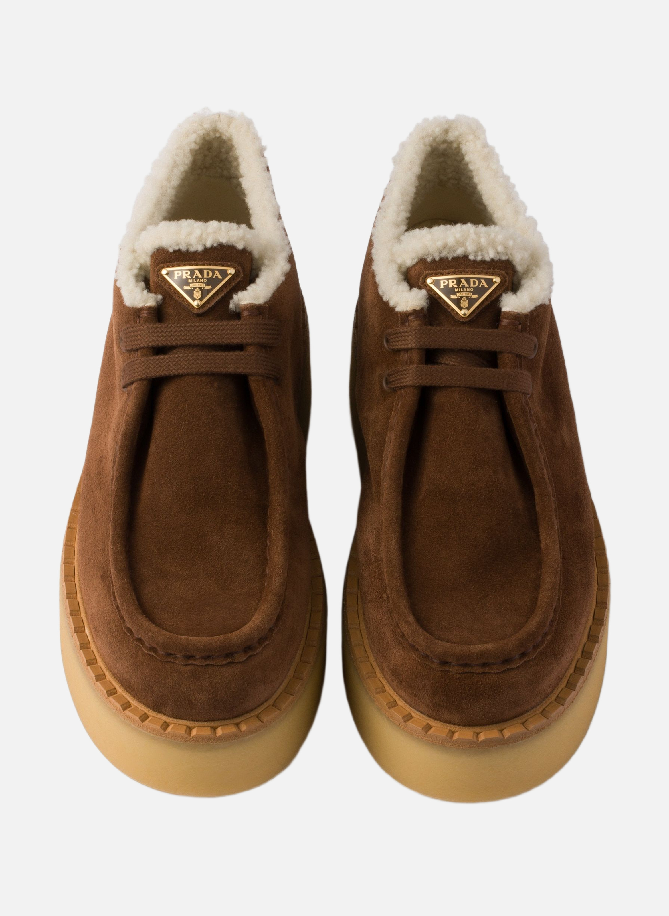 Chukka boots en veau velours PRADA Marron