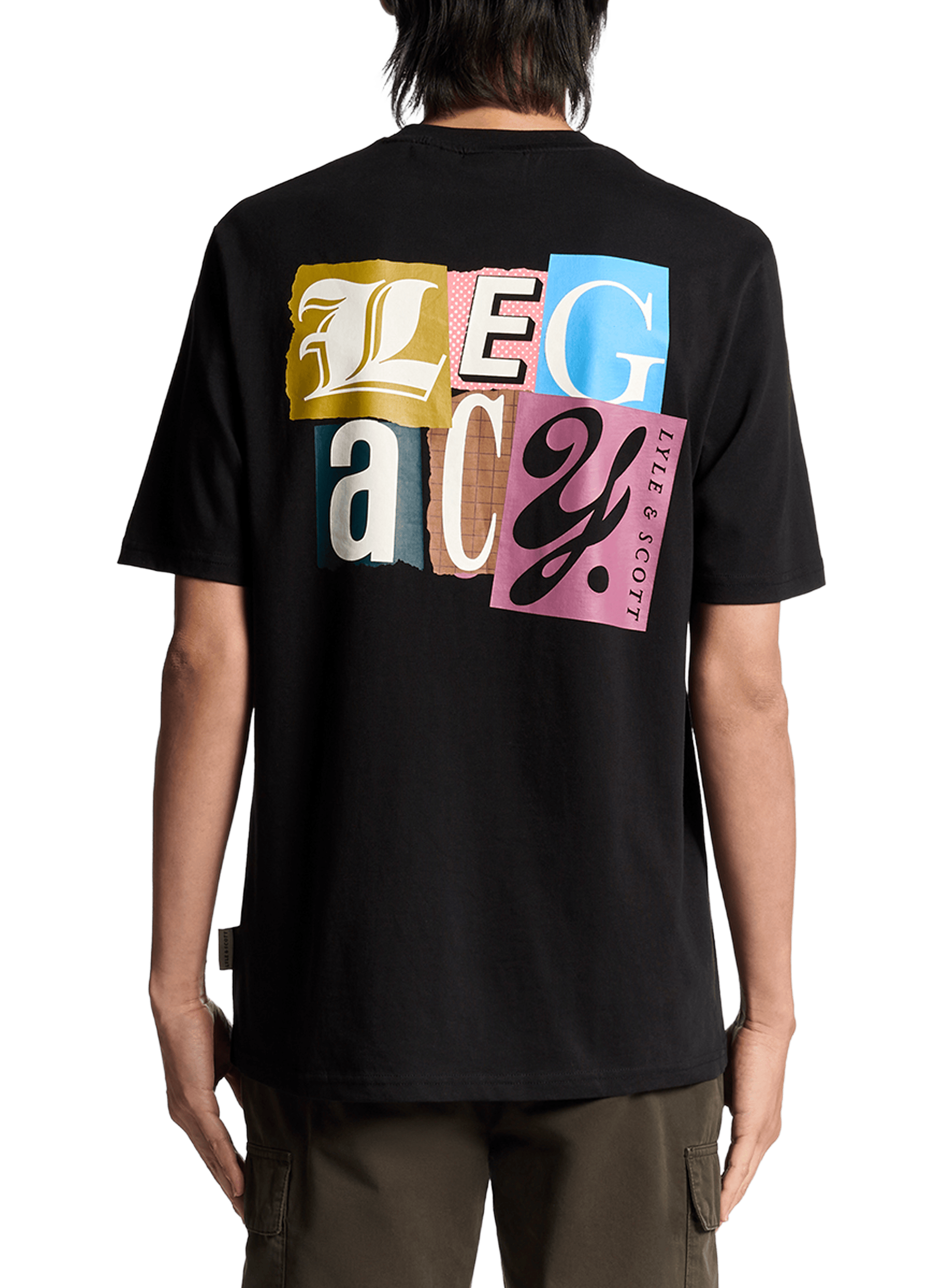 T-shirt imprimé à col rond en coton LYLE & SCOTT Noir