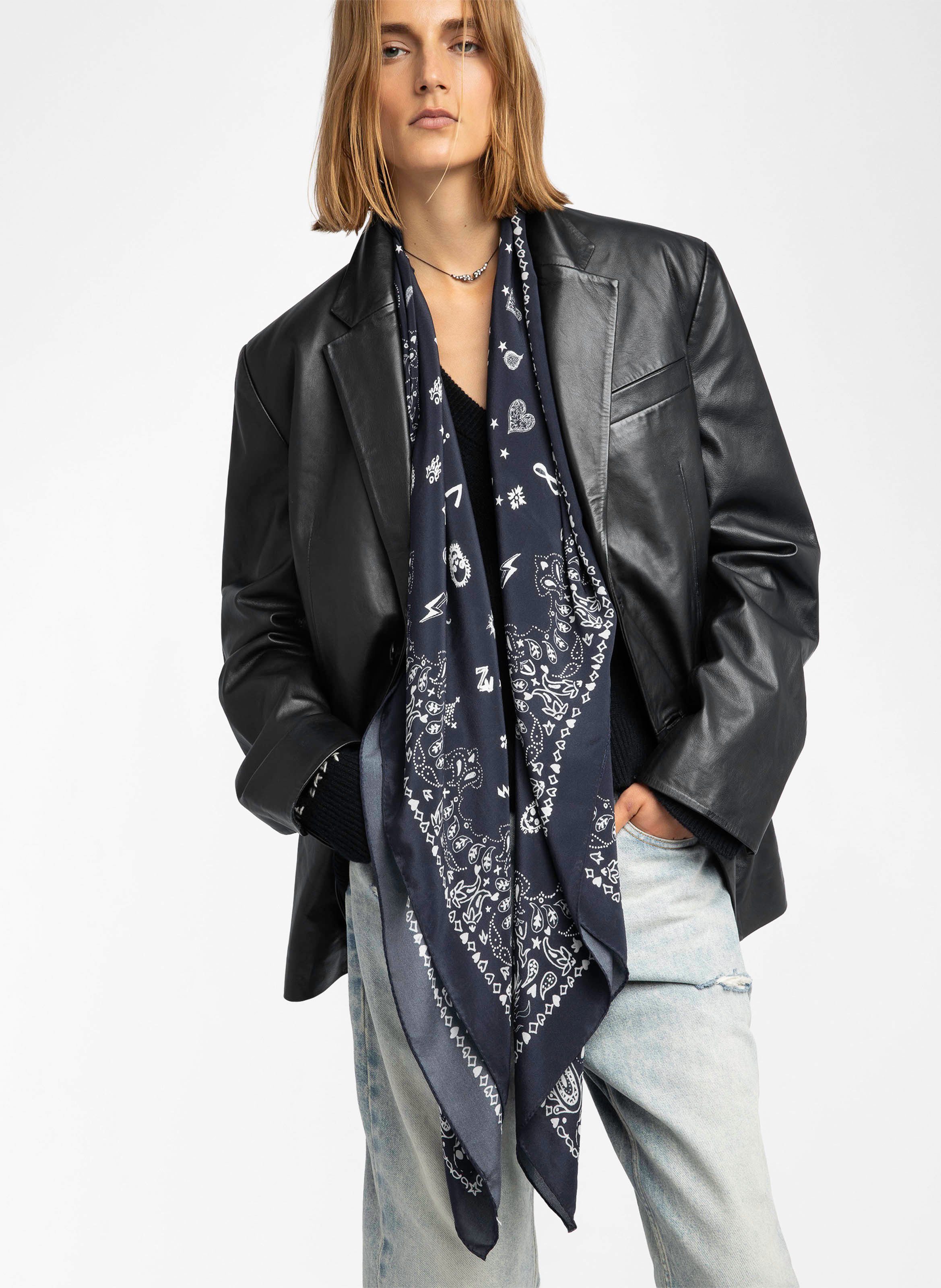 Foulard en soie imprimé blondie ZADIG&VOLTAIRE Noir