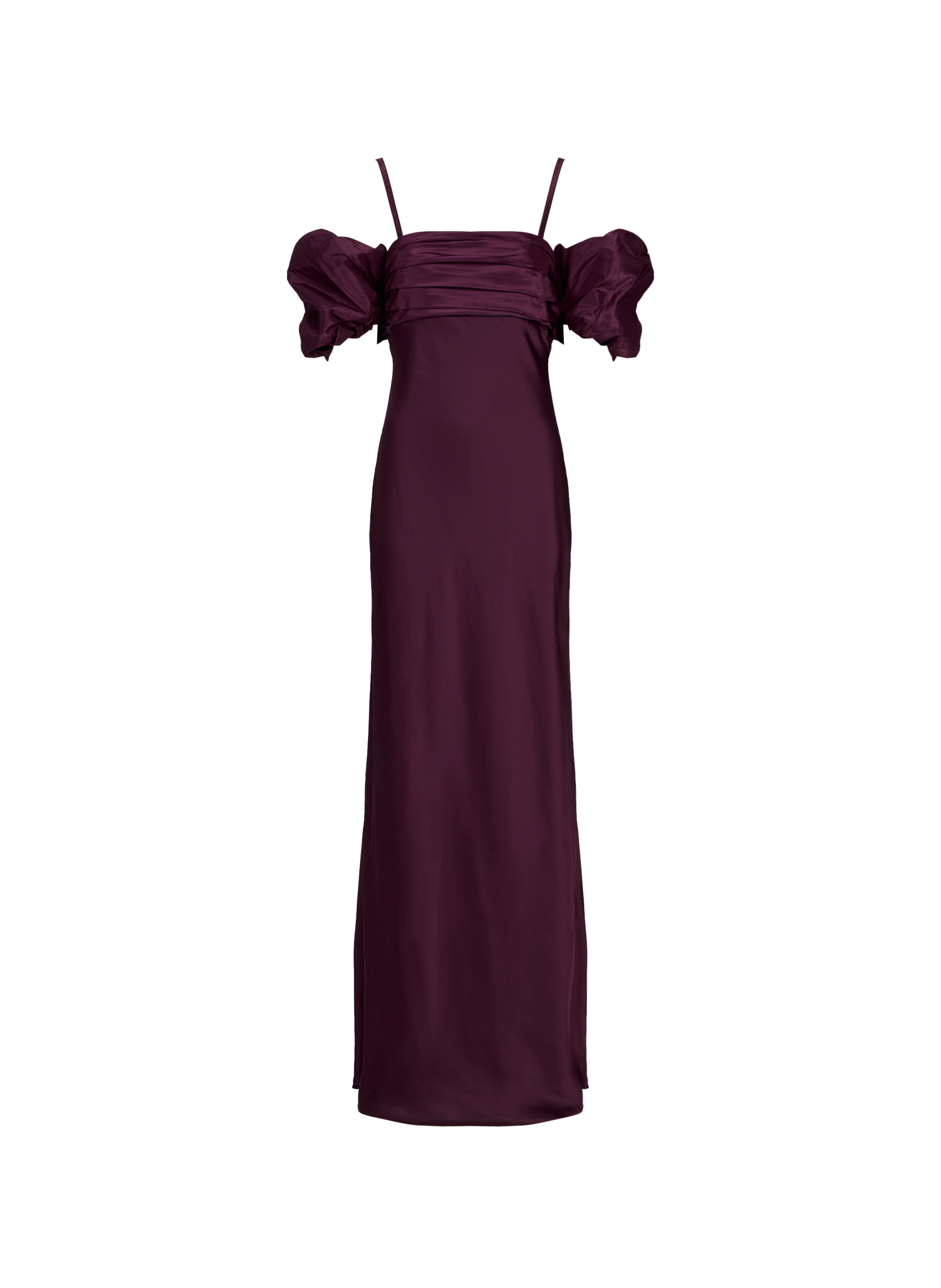 ROTATE Long dress with puff sleeves Red