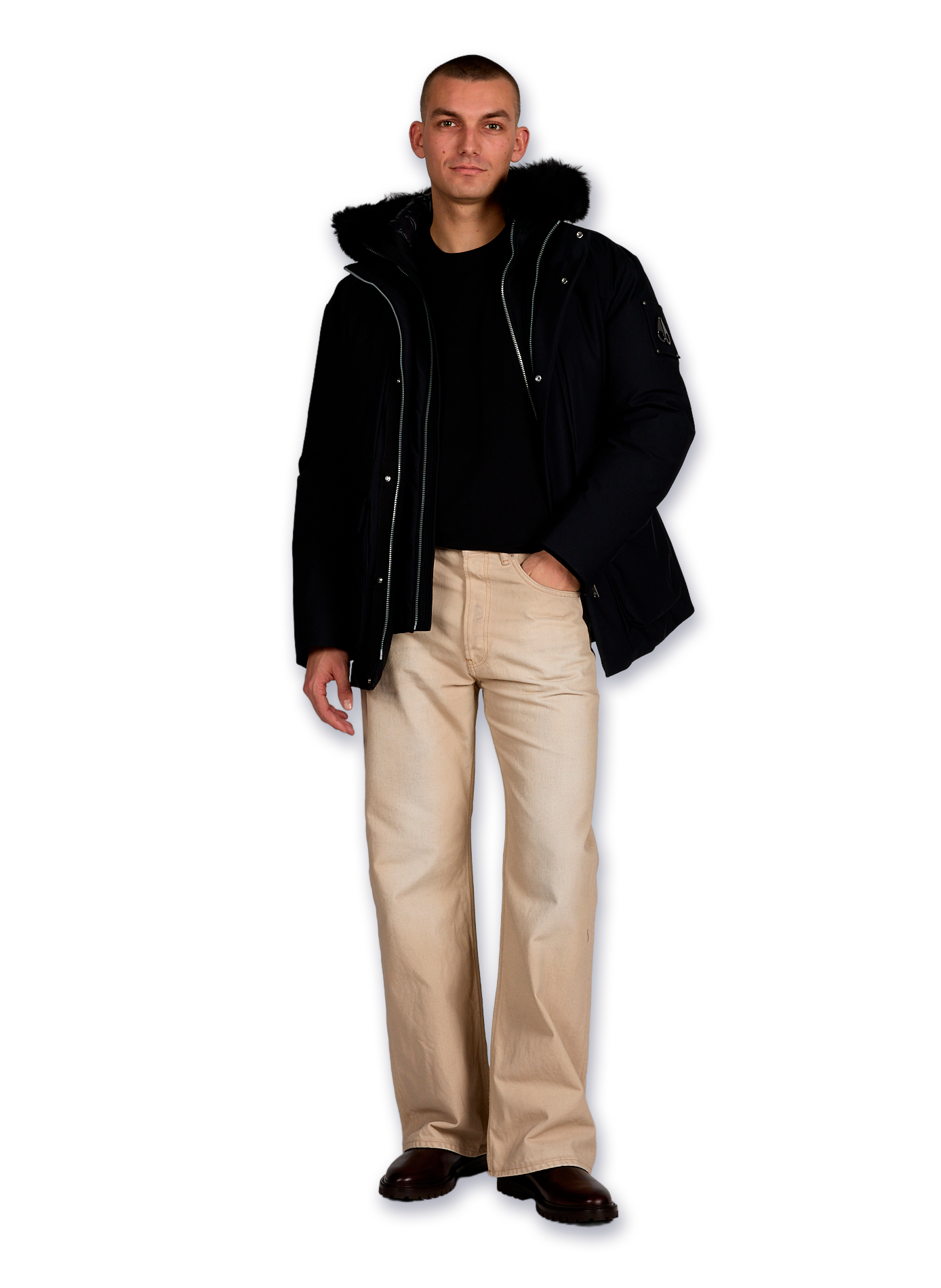 Parka with high collar and removable hood MOOSE KNUCKLES Black