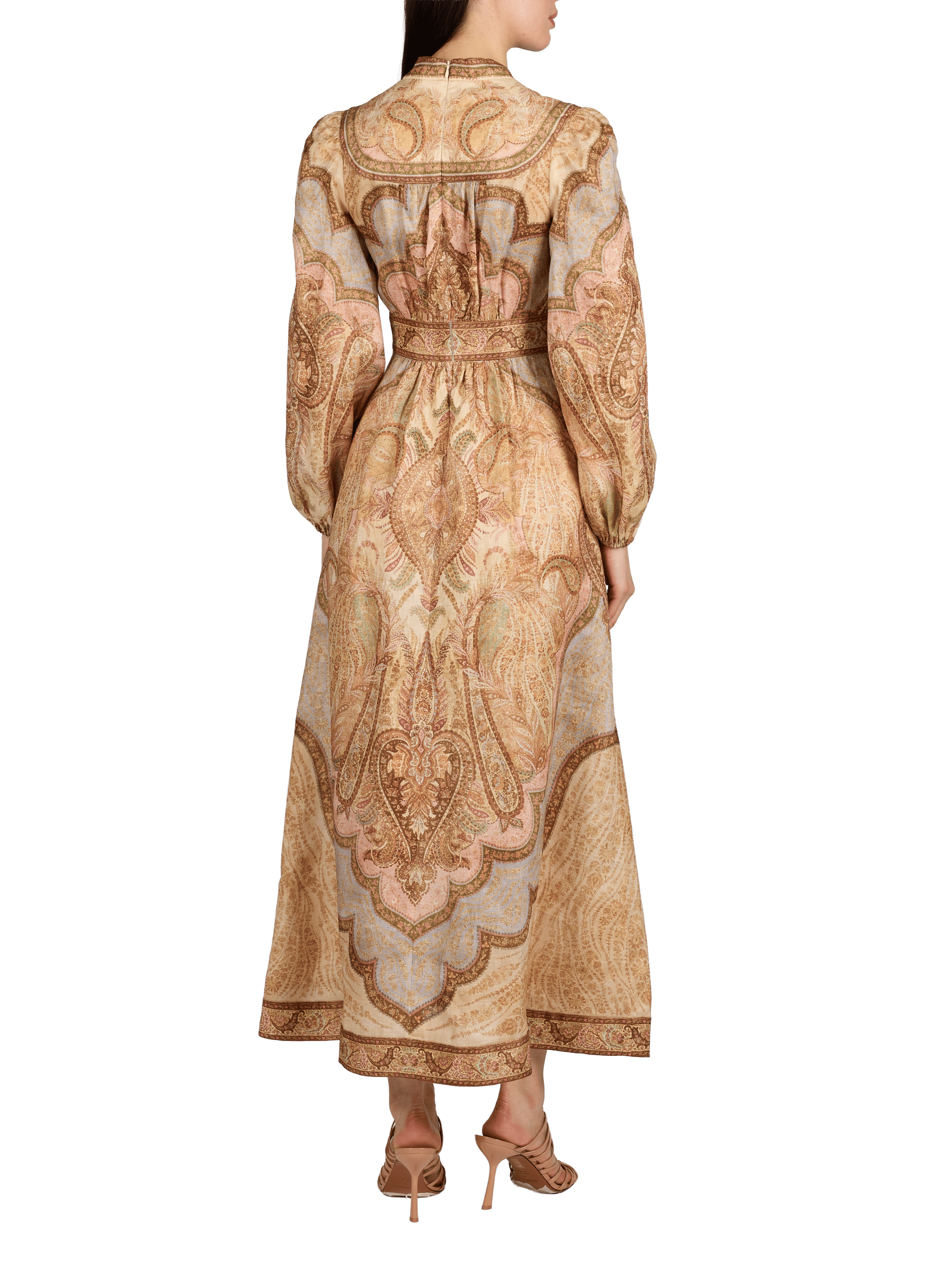 Robe midi col V Wanderlust imprimée en coton ZIMMERMANN Multicolore