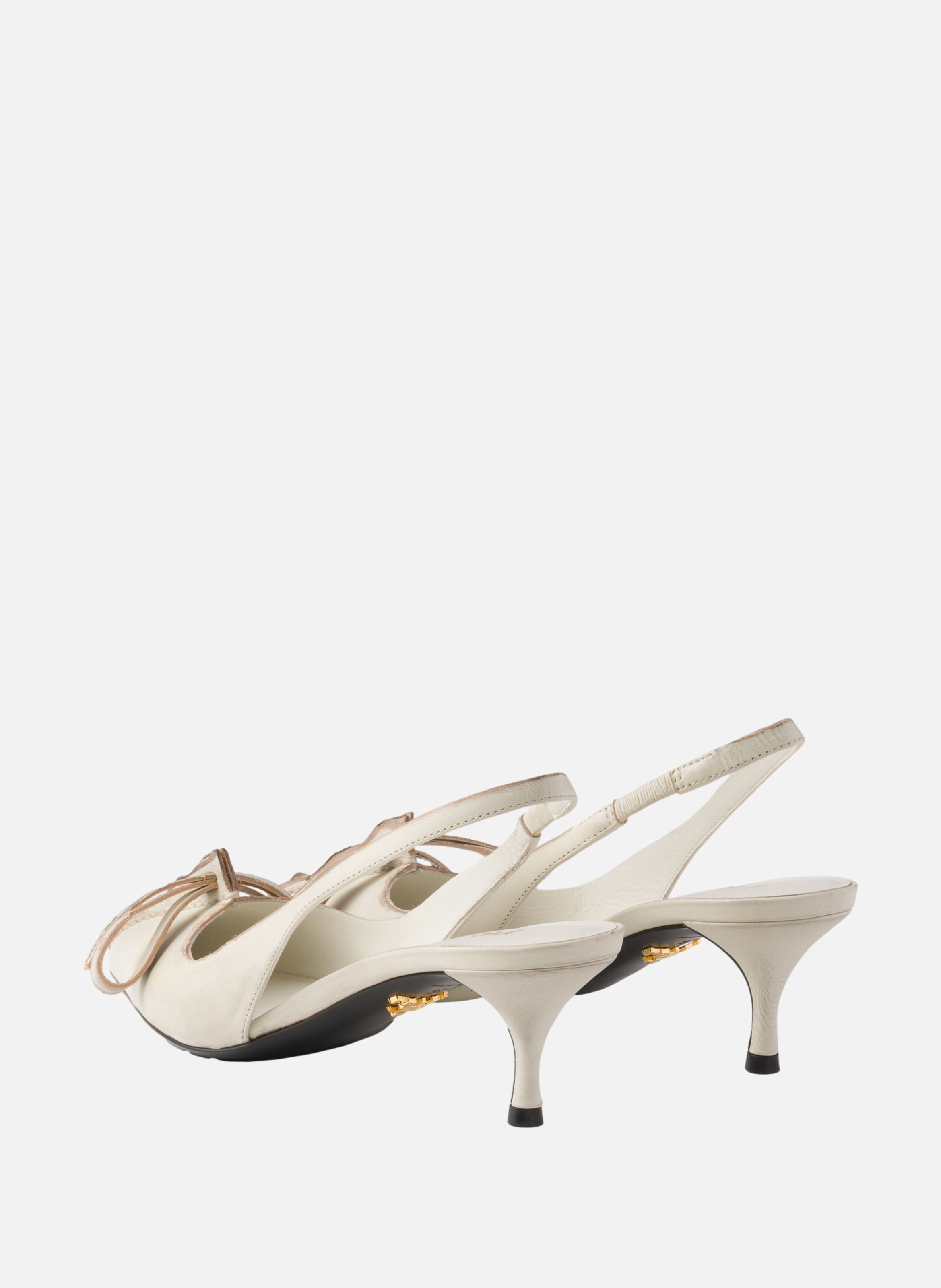 Escarpins à bride arrière en cuir PRADA Beige