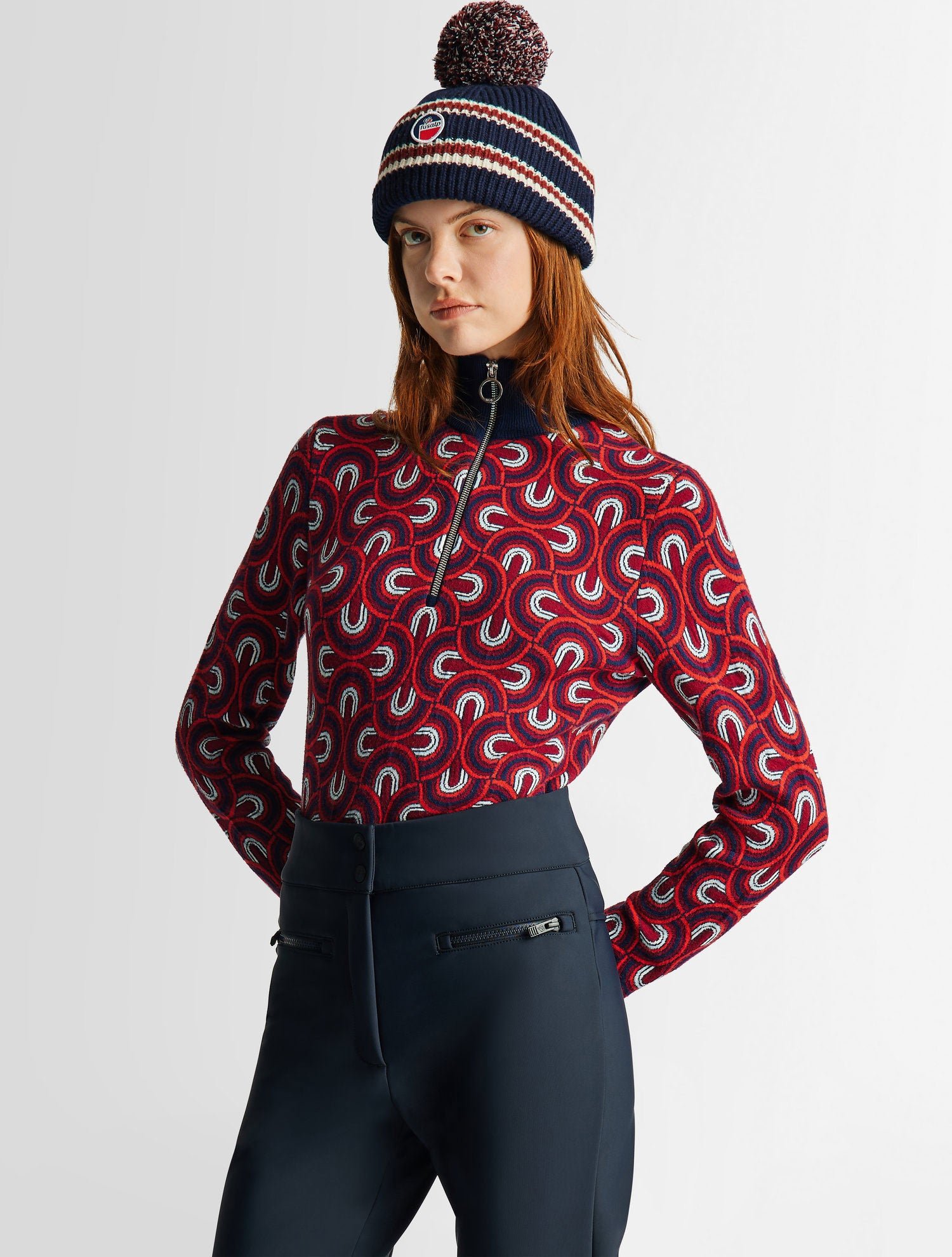 Pull pilule knit col montant coupe regular FUSALP Rouge