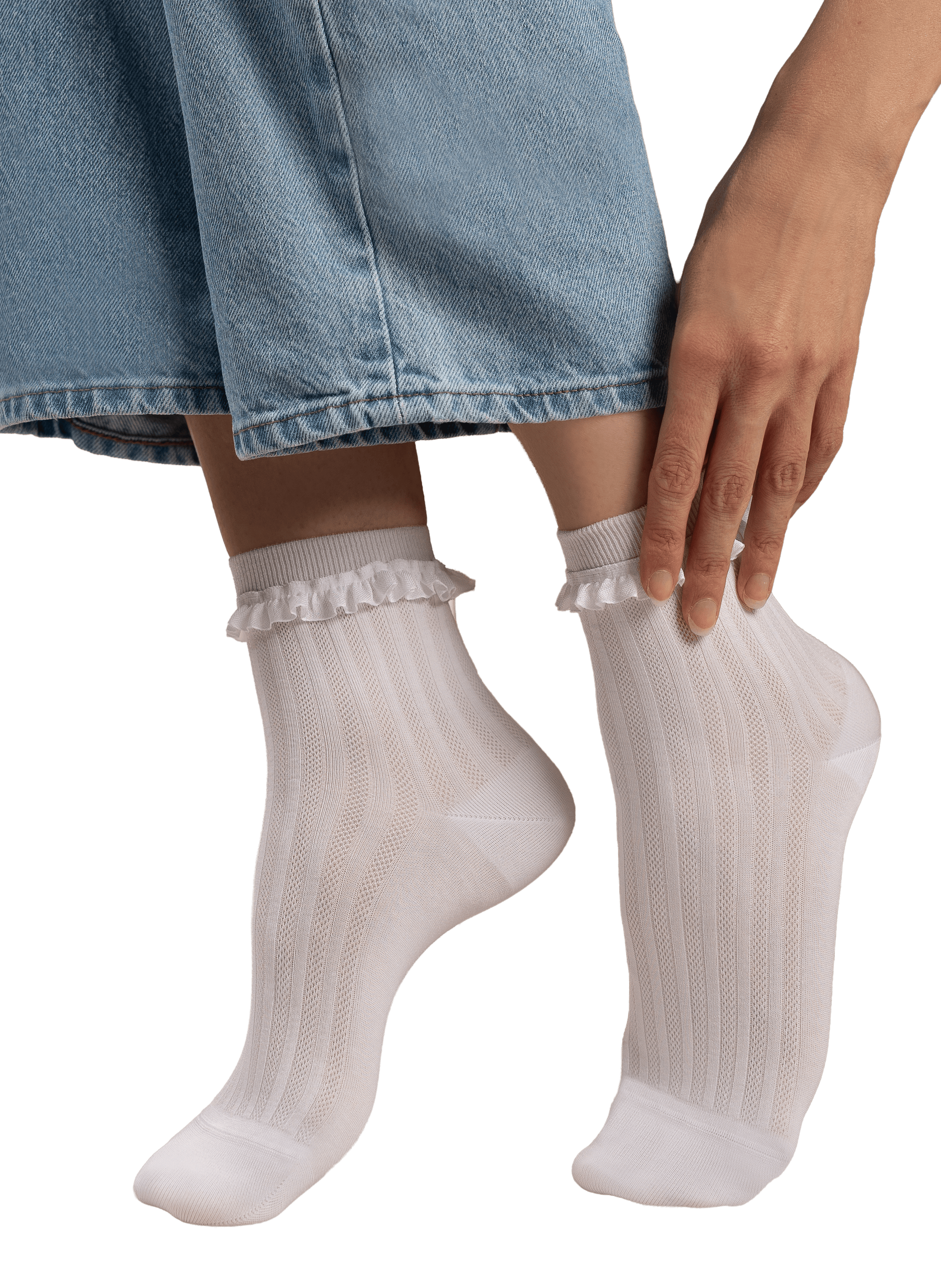 Chaussettes mi-hautes volantées BLEUFORÊT Weiss
