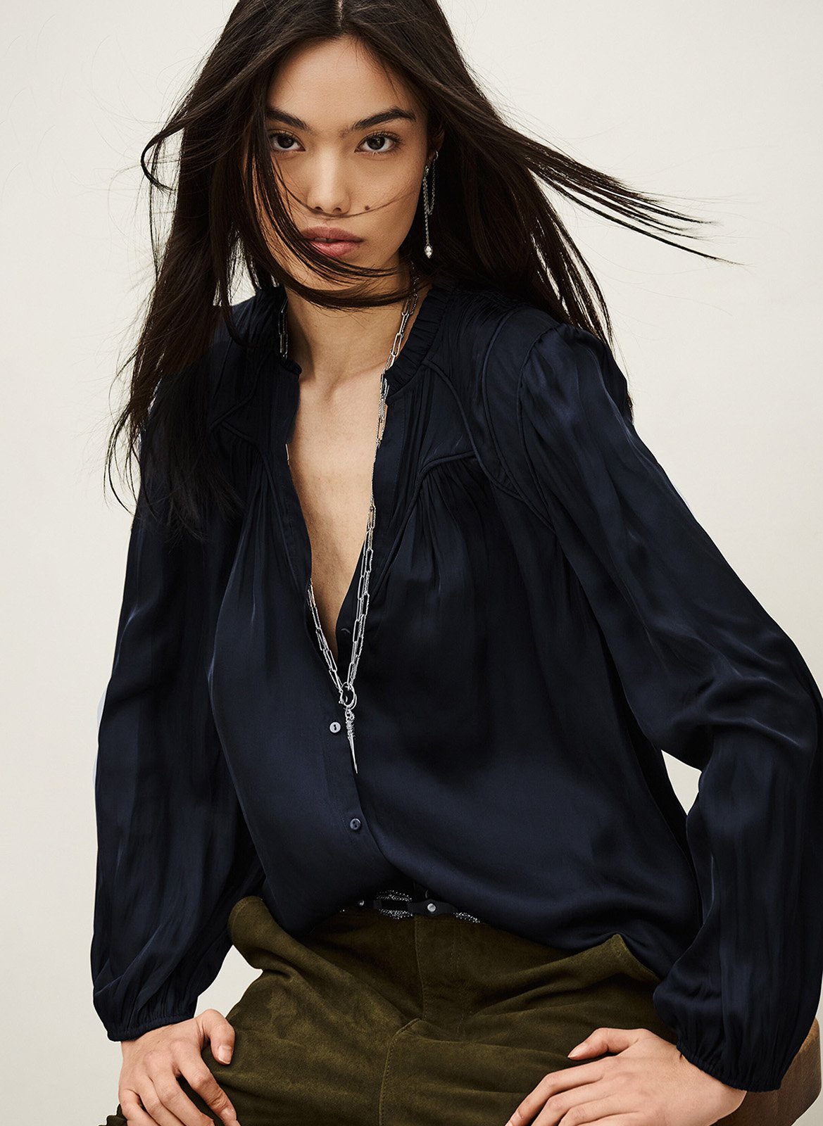 Chemise ample col v fluide cesira BA&SH Bleu