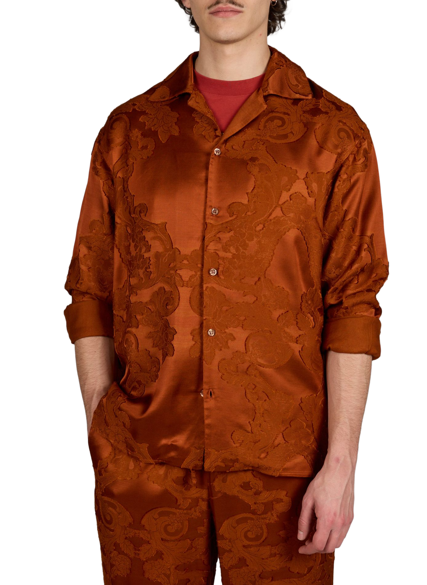 Cuban collar shirt with flowers DROLE DE MONSIEUR Red