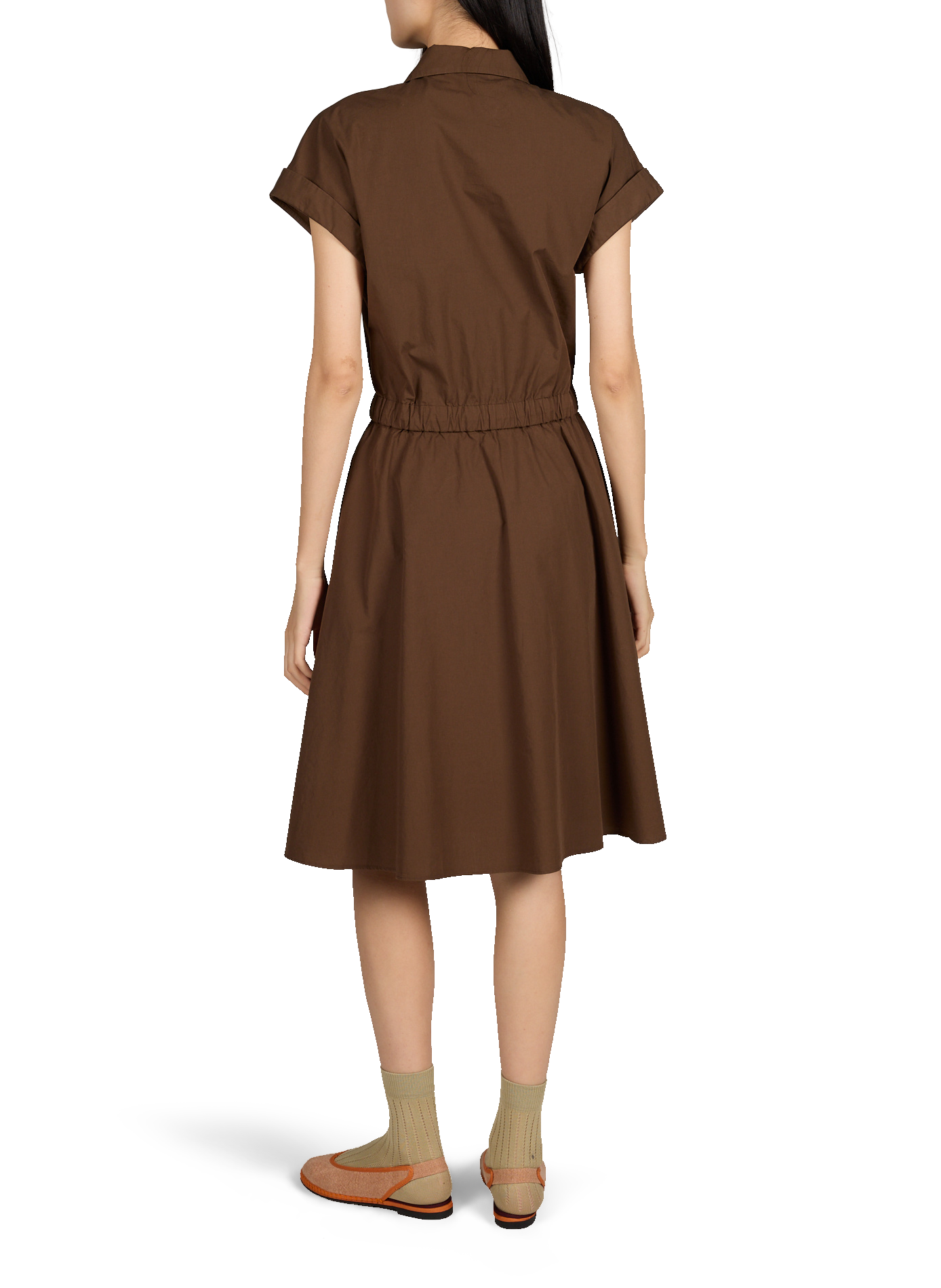 Kurzes Kleid Anae aus Baumwollpopeline. OFFICINE GENERALE Khaki