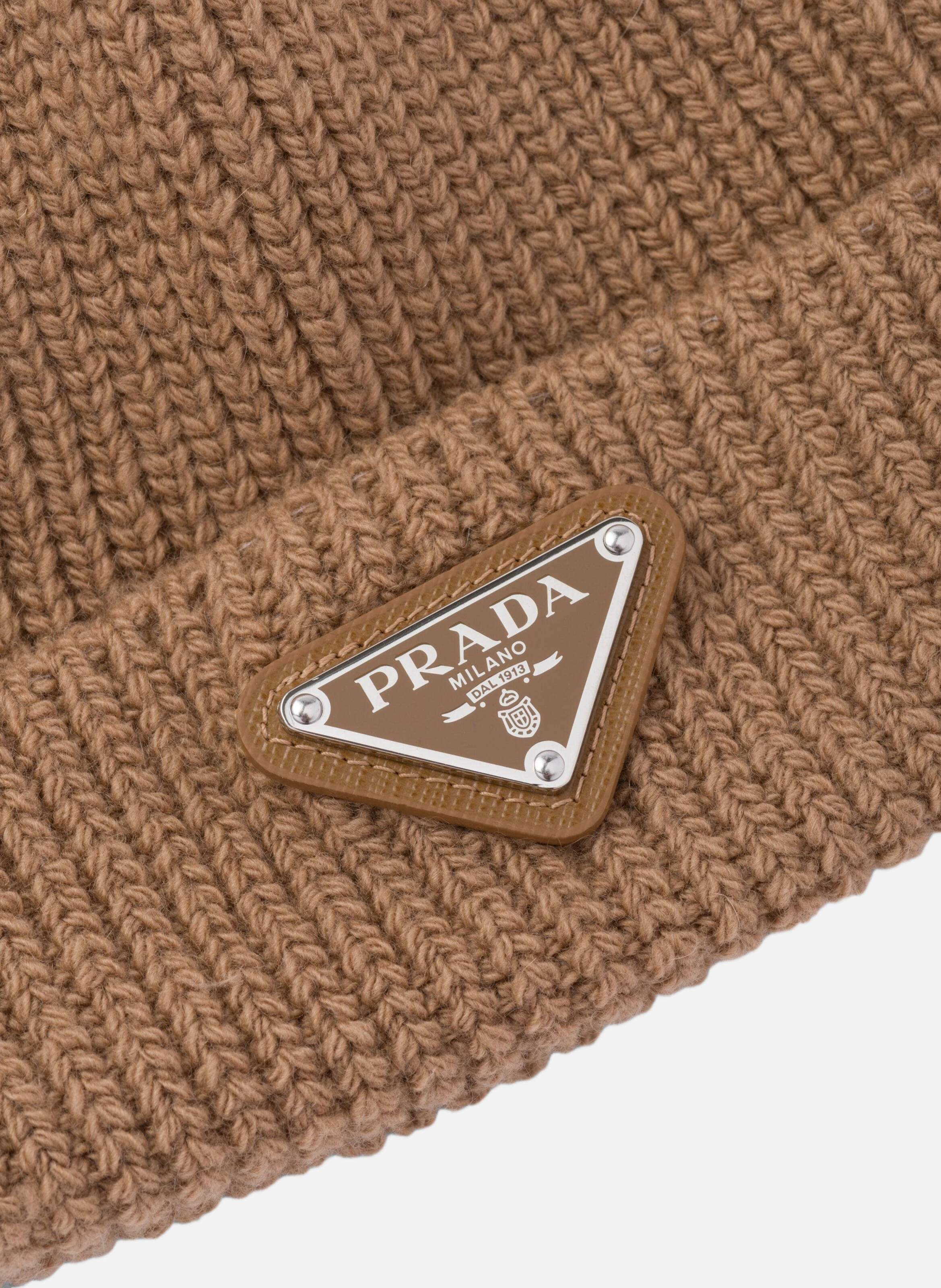 Bonnet en laine et cachemire PRADA Marron