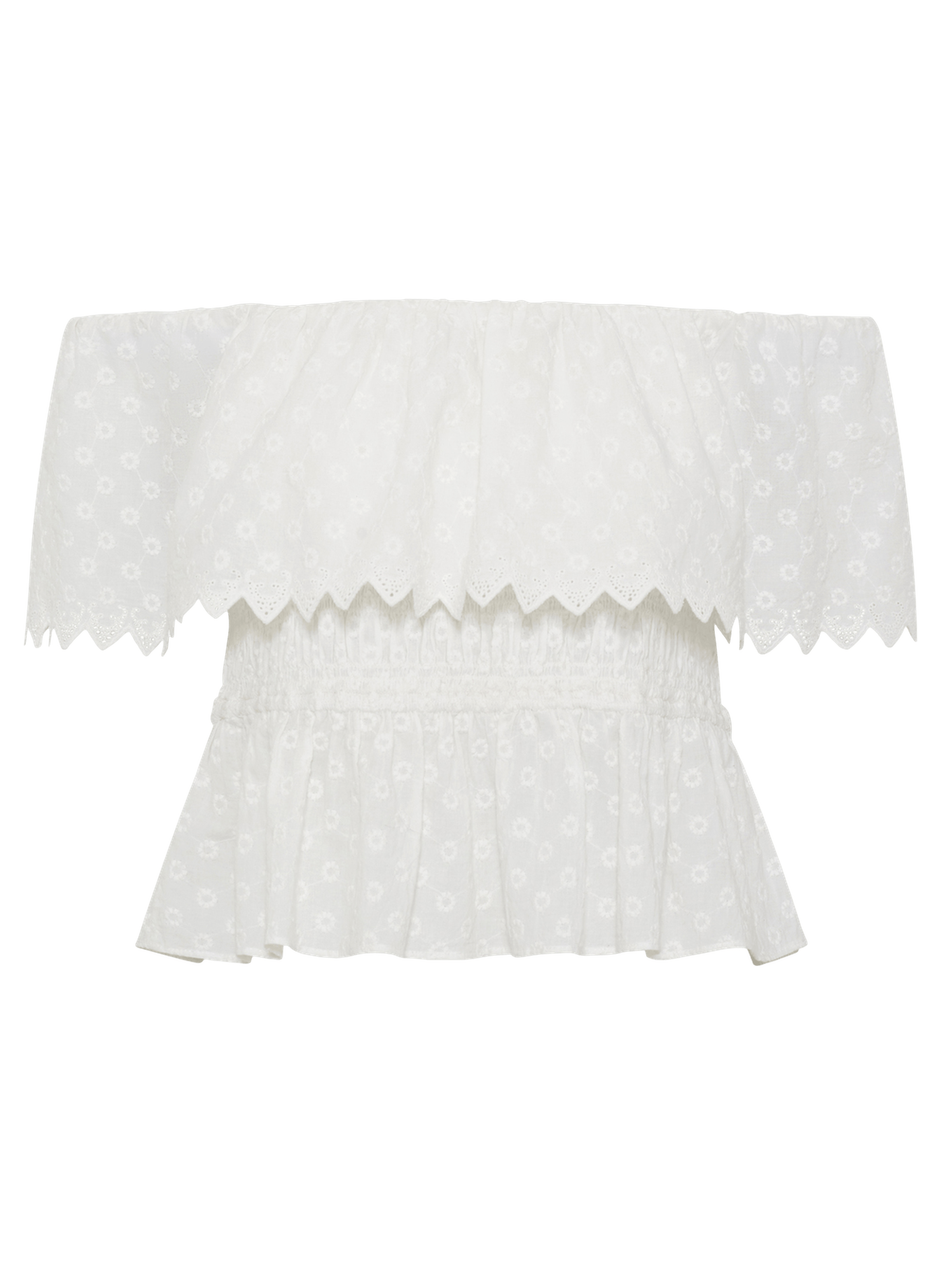 Top épaules nues en dentelle GERARD DAREL Blanc