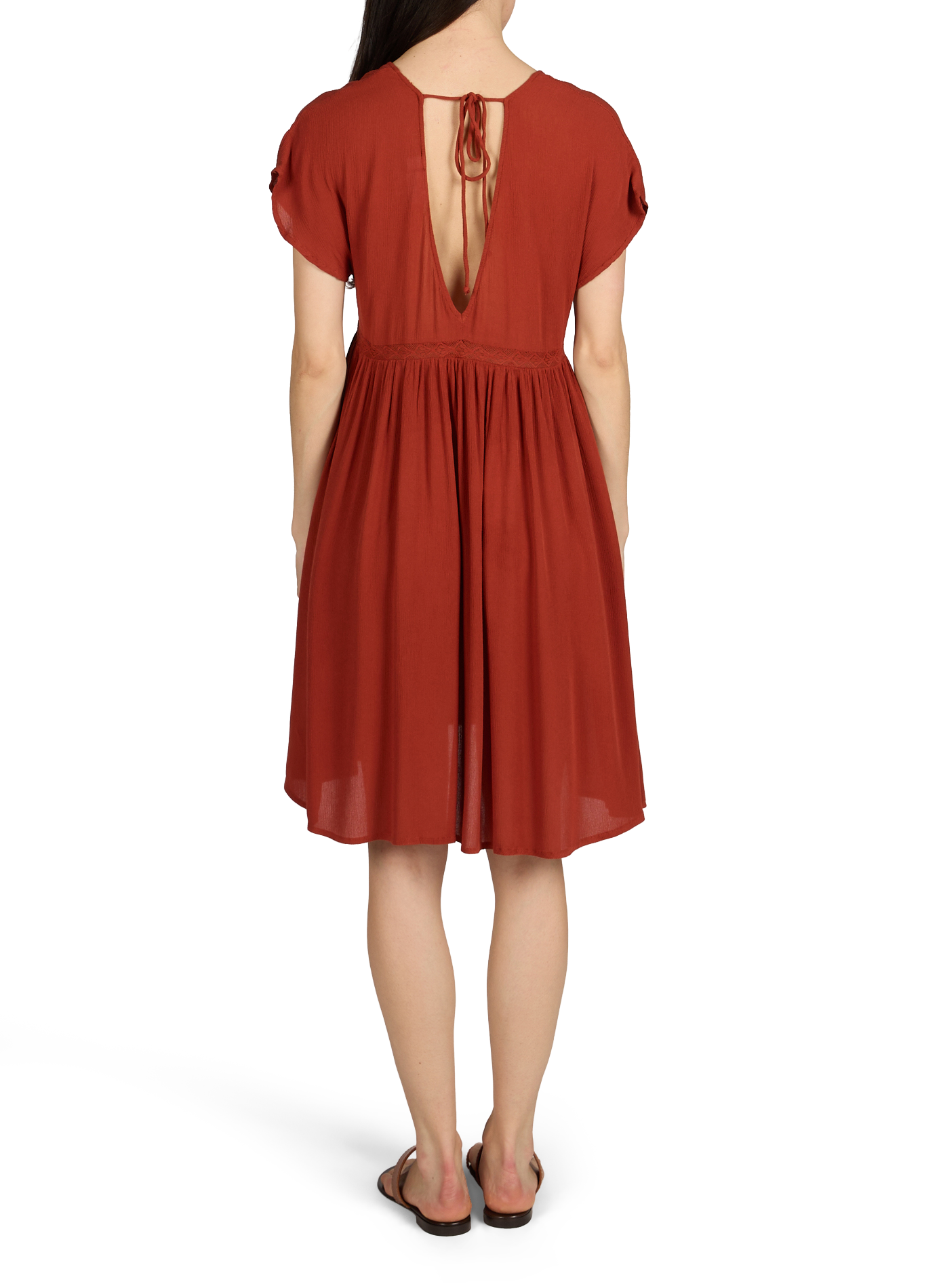 Abito con scollo a V e maniche corte VILA Rosso