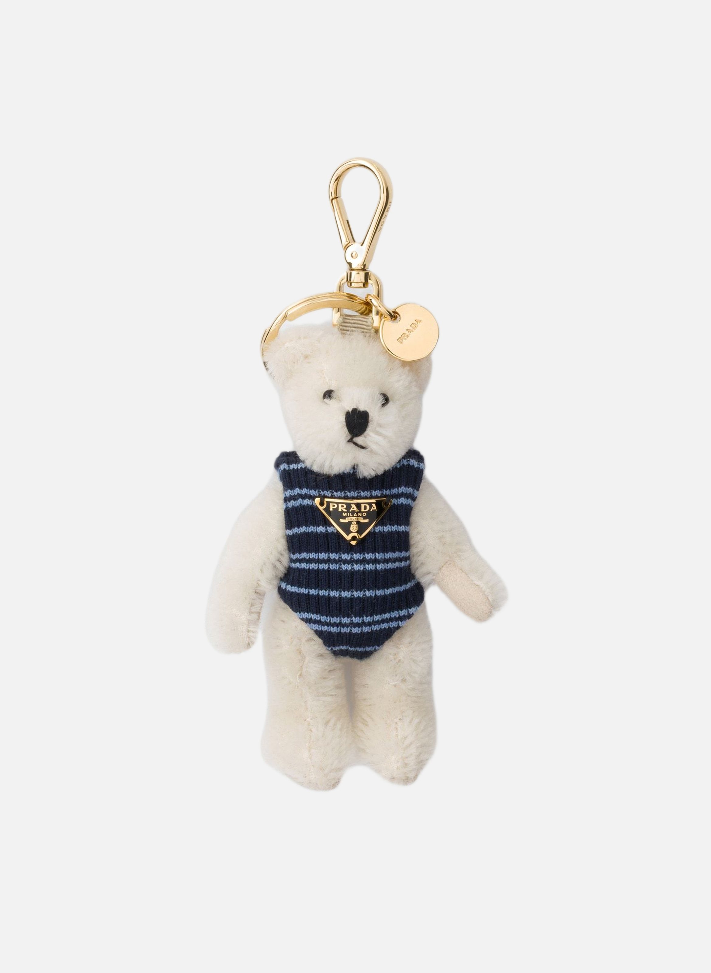 Charm porte-clés teddy bear avec anneau en métal PRADA Blanc