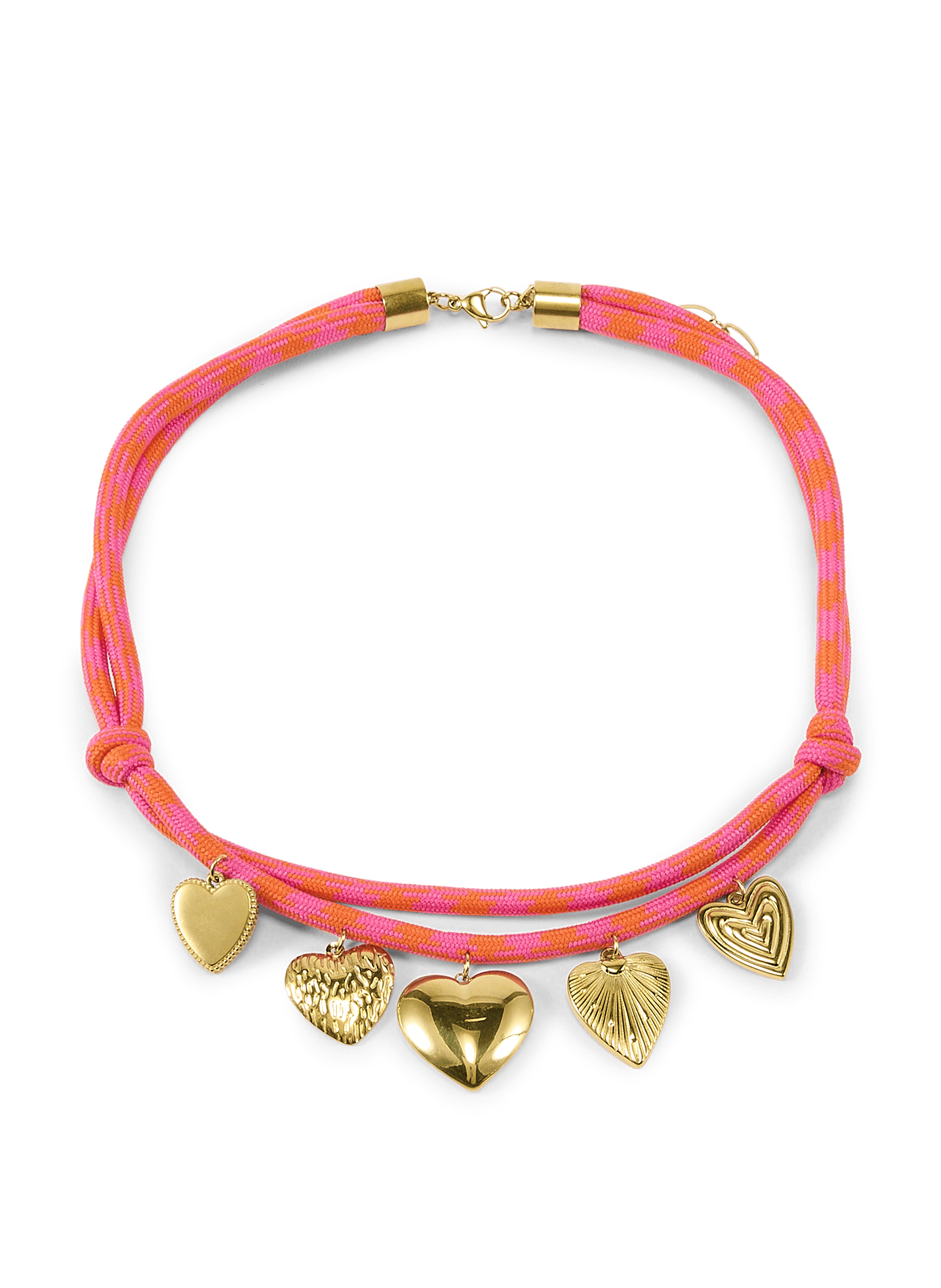 Collier en cordes à coeurs AU PRINTEMPS PARIS Rose