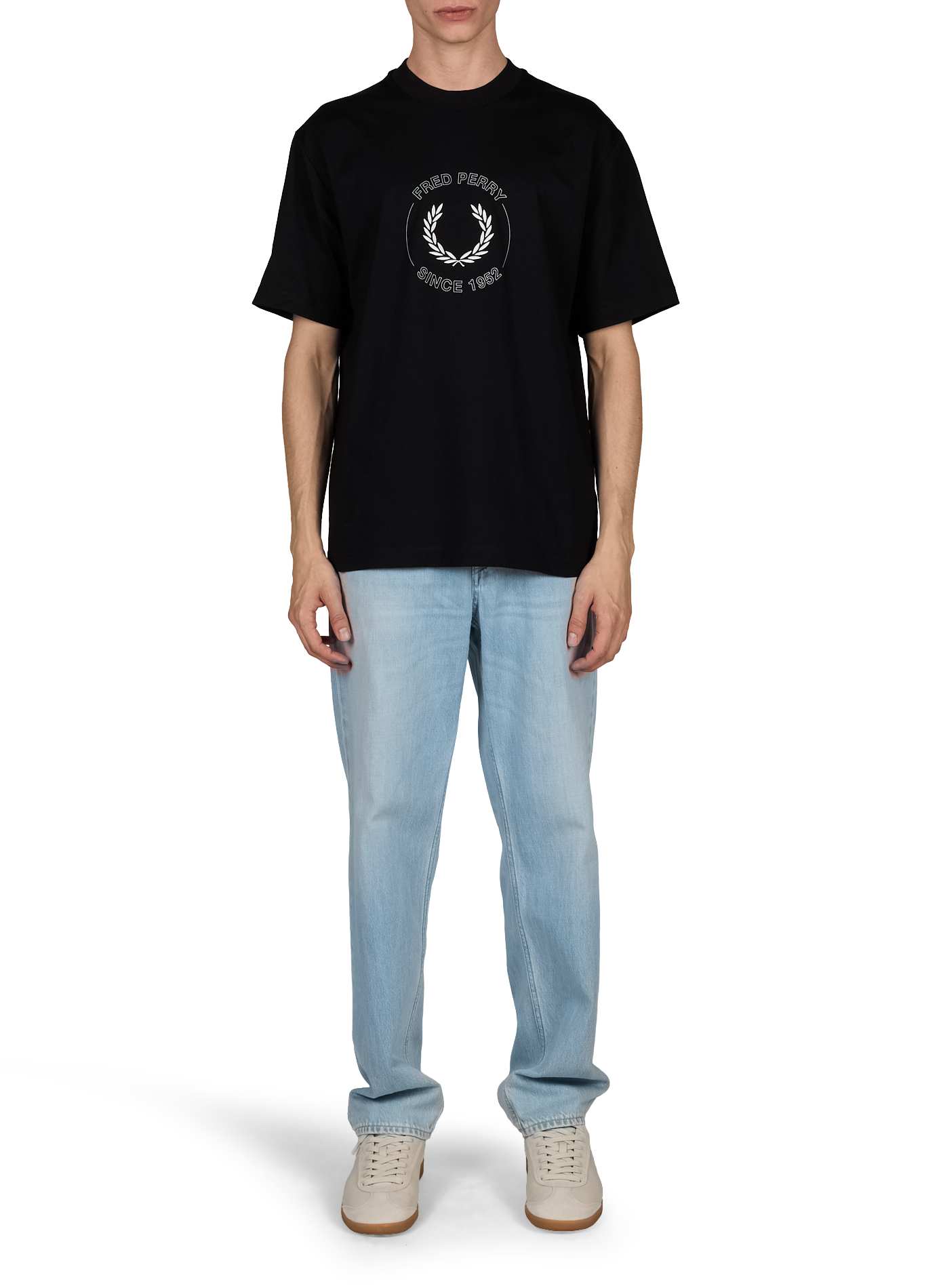 Embroidered cotton logo T-shirt FRED PERRY Black