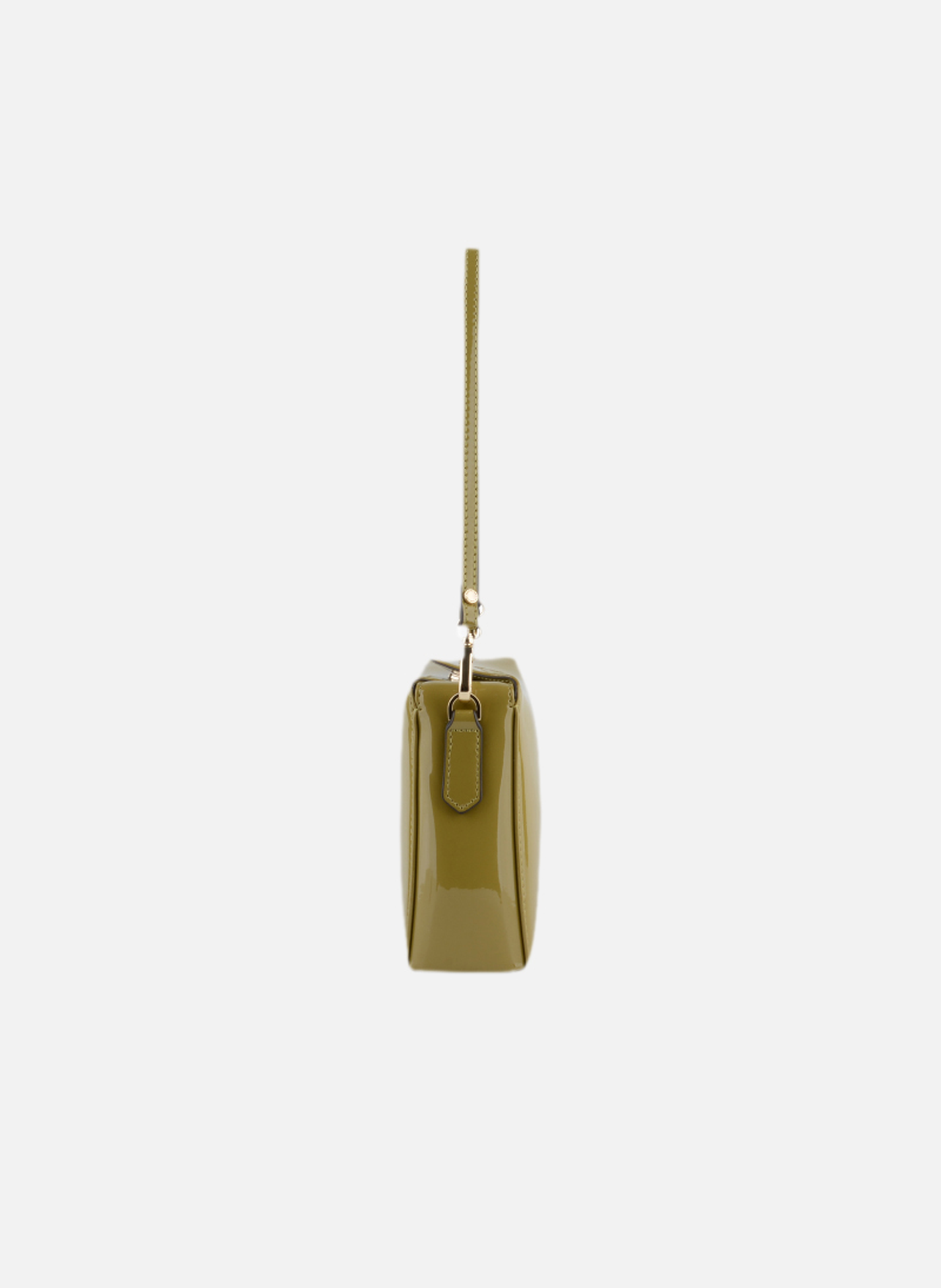 Cassetta vernis | sac porté épaule en cuir de vachette POURCHET Kaki