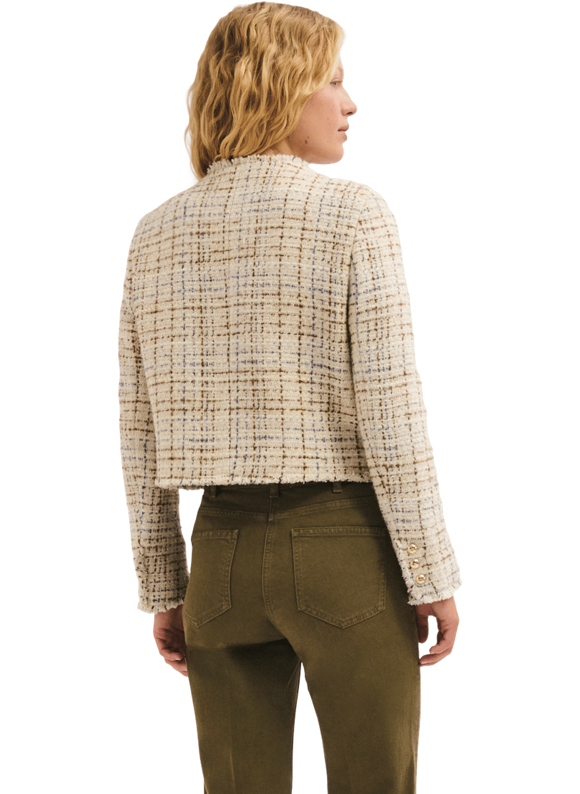 Veste sans col en tweed et lurex - jaline PABLO Beige
