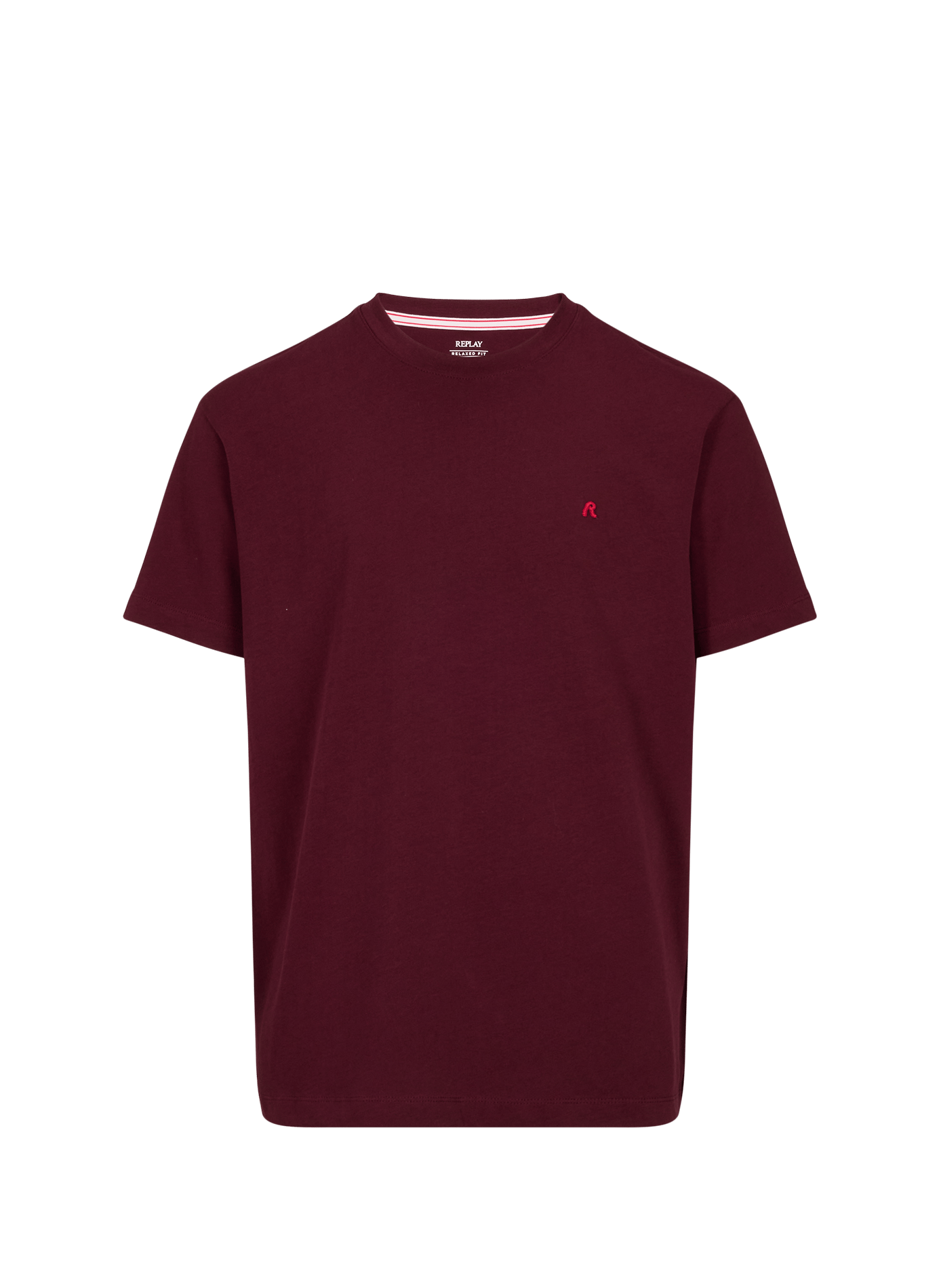 Plain T-shirt with embroidered logo in cotton REPLAY Red