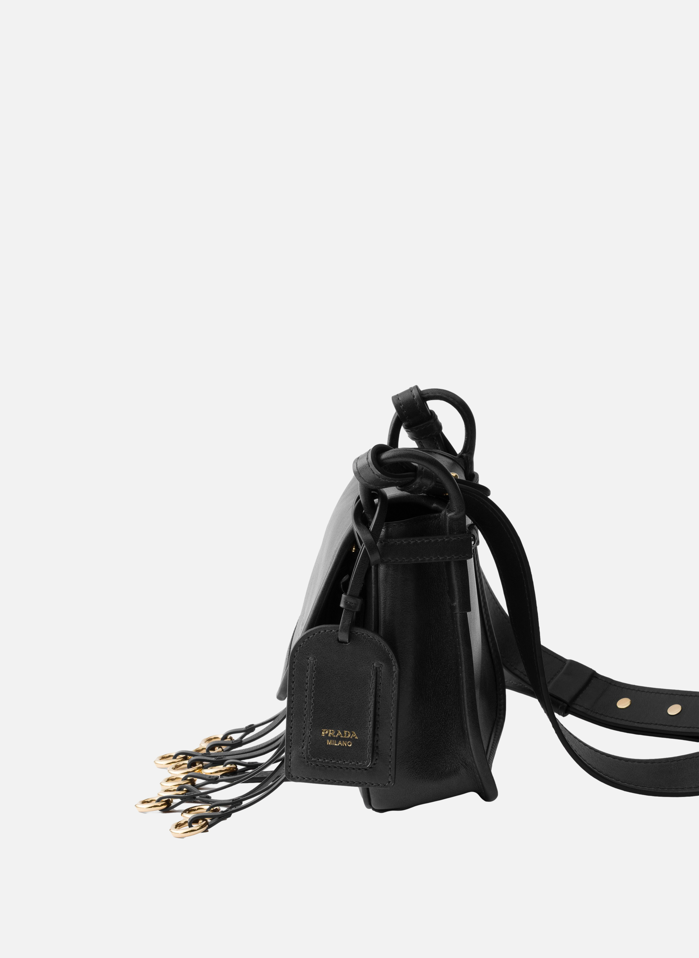 Mini sac porté épaule prada corsaire en cuir vieil PRADA Noir