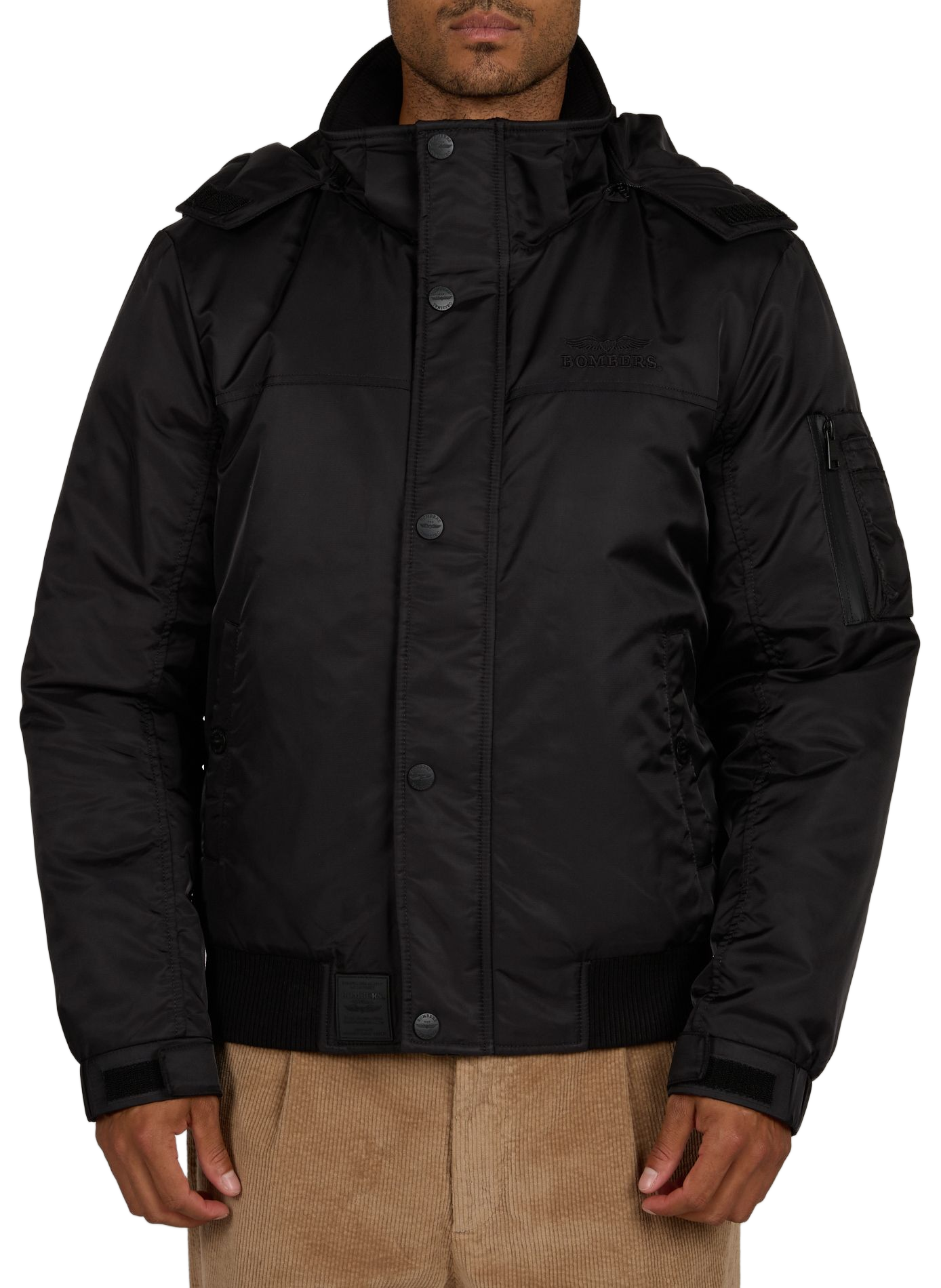 Hooded jacket with high collar BOMBERS ORIGINAL Black