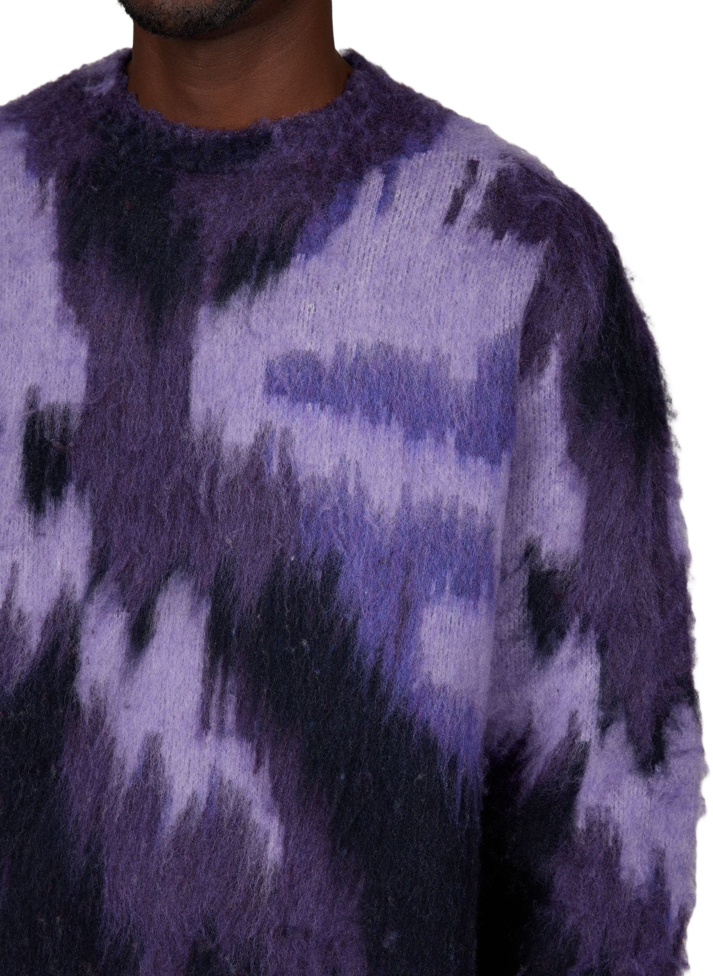 Gerade geschnittener flauschiger Pullover mit Muster LES DEUX Violett