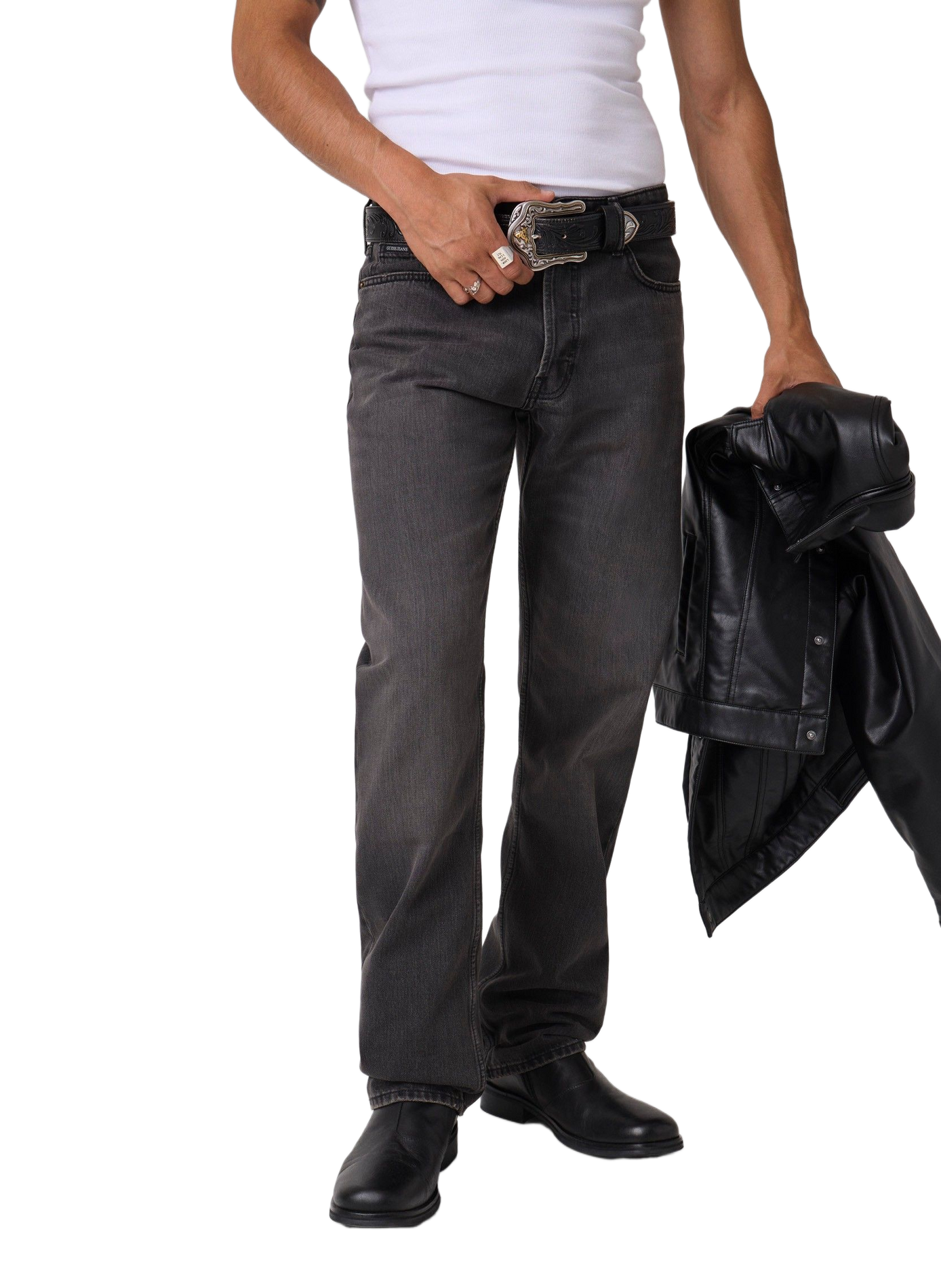 Straight-leg cotton-blend jeans GUESS Black